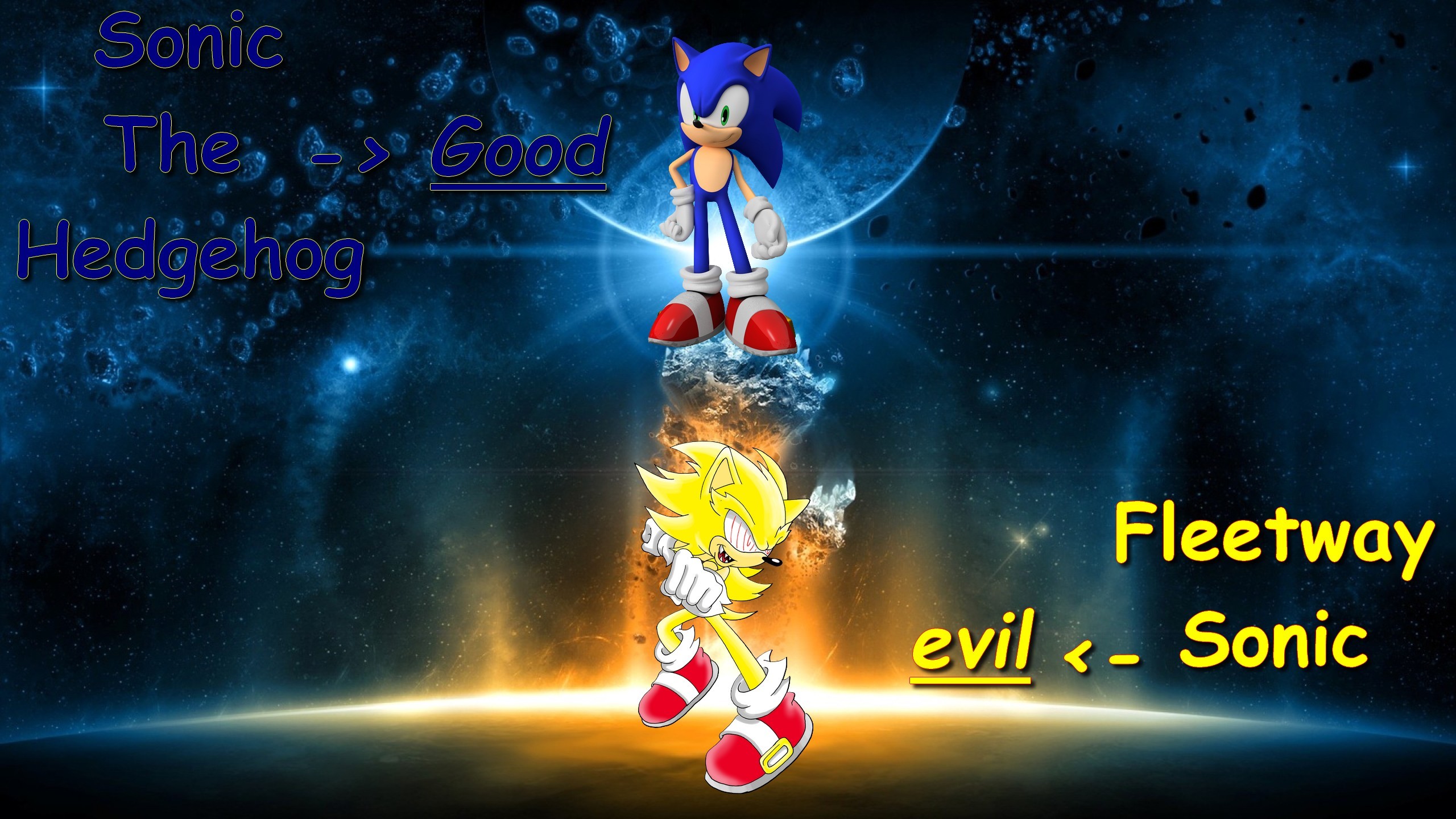 2560x1440 ... Good and Evil (Sonic and Fleetway) by Sonic-Werehog-Fury