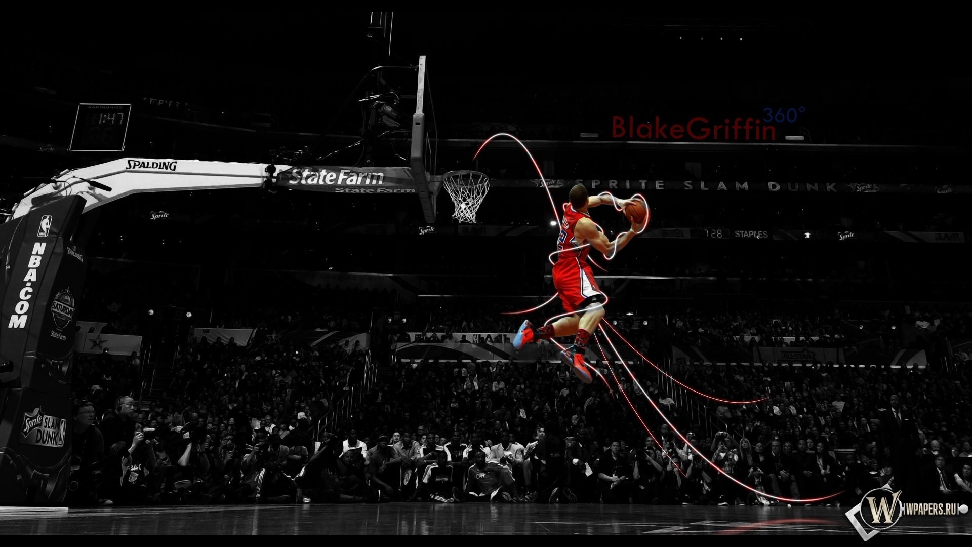 1920x1080 American Basketball Blake Griffin Los Angeles Clippers Selective Coloring  Slam Dunk