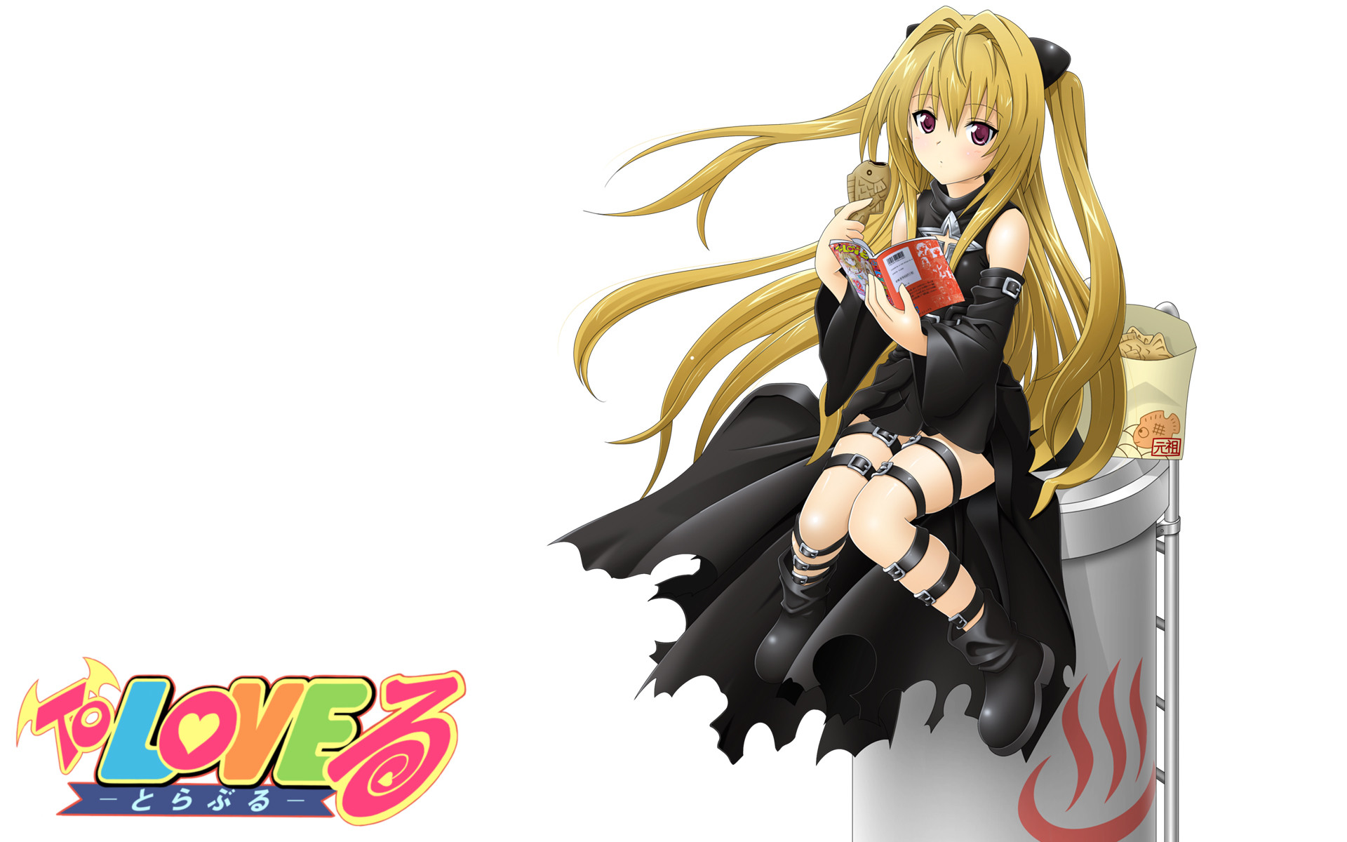 1920x1200 Anime - To Love-Ru Anime Golden Darkness Black Dress Long Hair  Nahrungsmittel Buch Blonde