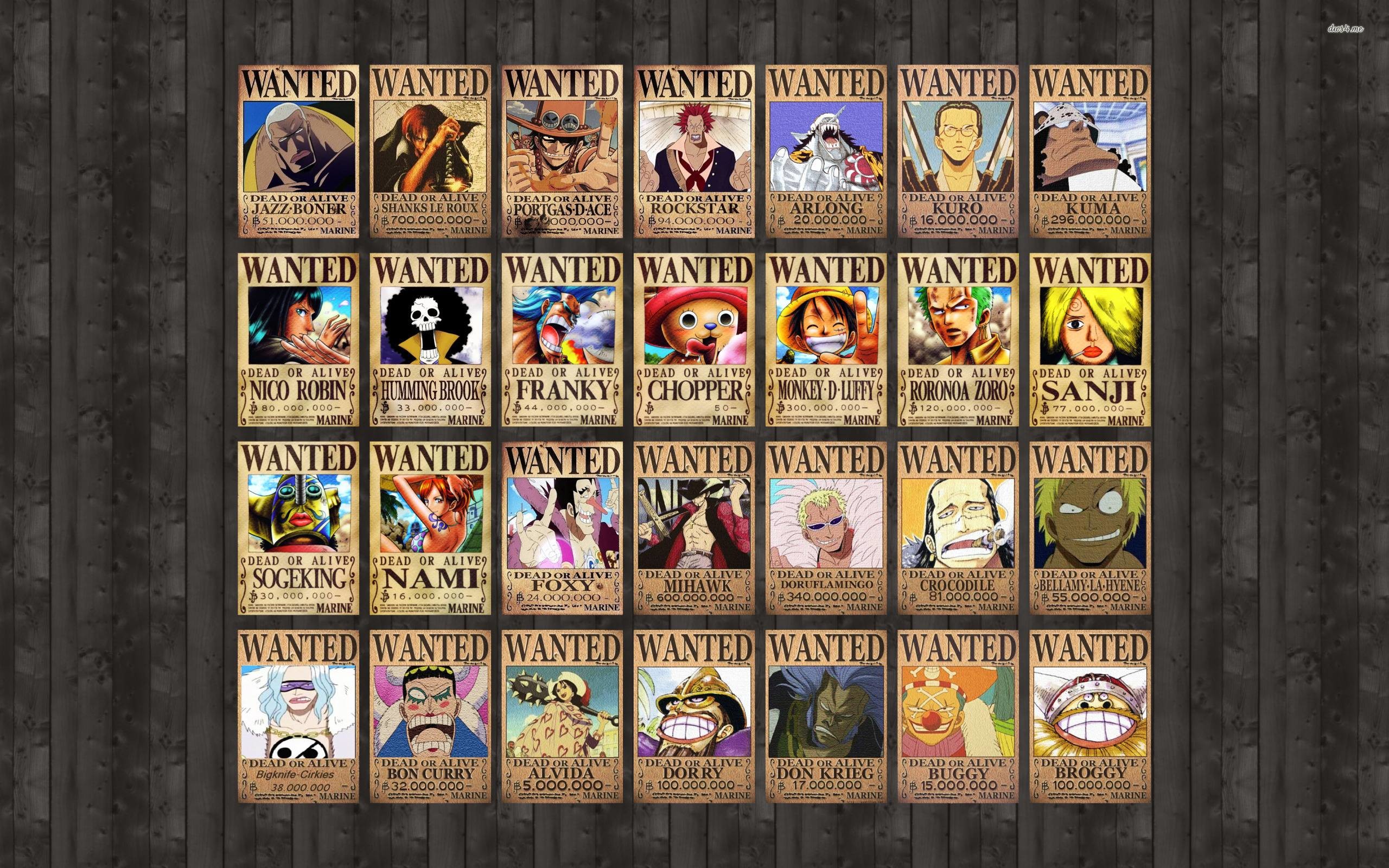 2560x1600 One Piece Wanted Posters - One Piece Wallpaper