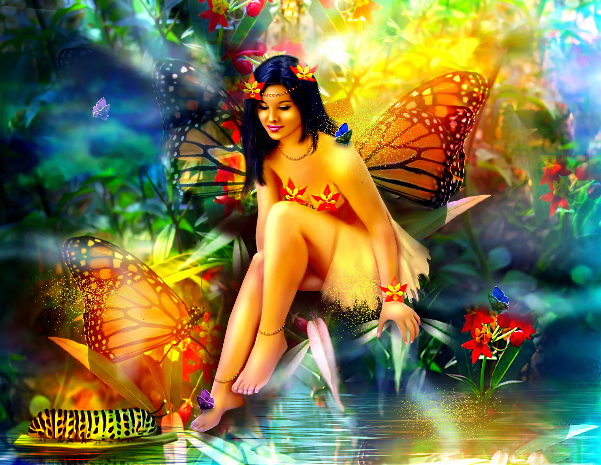 2085x1614 Fairies Fantasy Girls Fairy Butterfly Forest Magical Wallpaper At Fantasy  Wallpapers