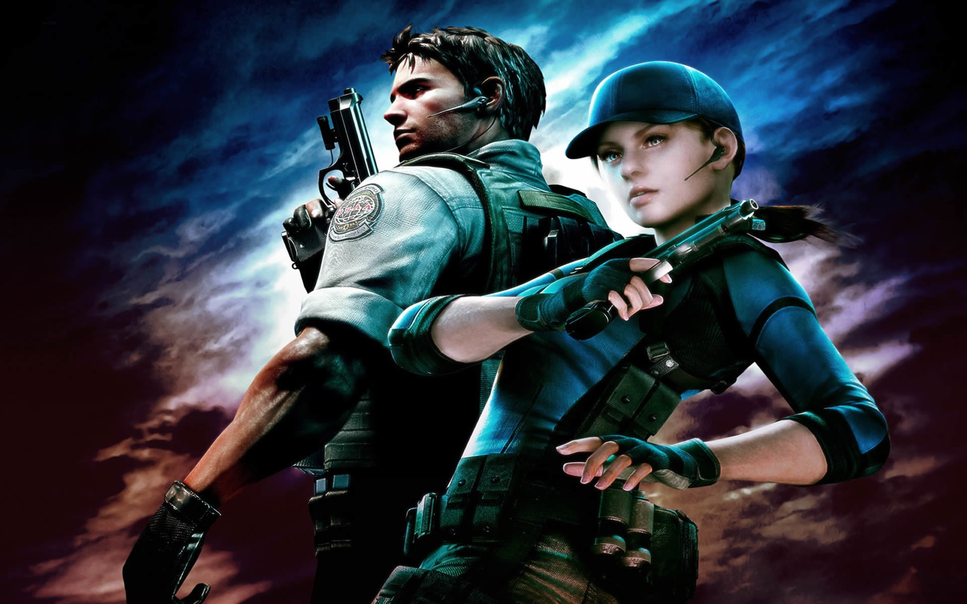 1920x1200 Chris Redfield And Jill Valentine Scary Games Wallpaper Image 