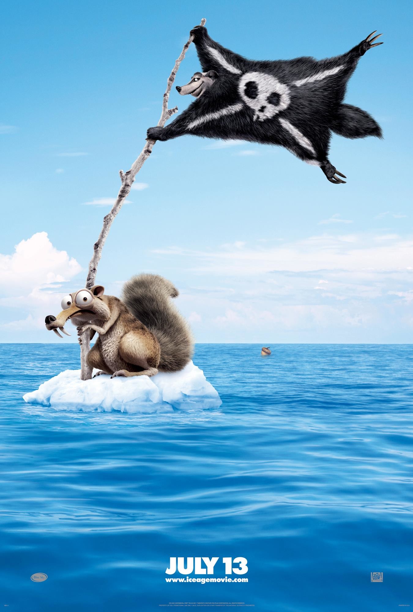 1350x2000 Scrat Clings On For Dear Life As He Drifts Away In First Ice Age 4 Poster