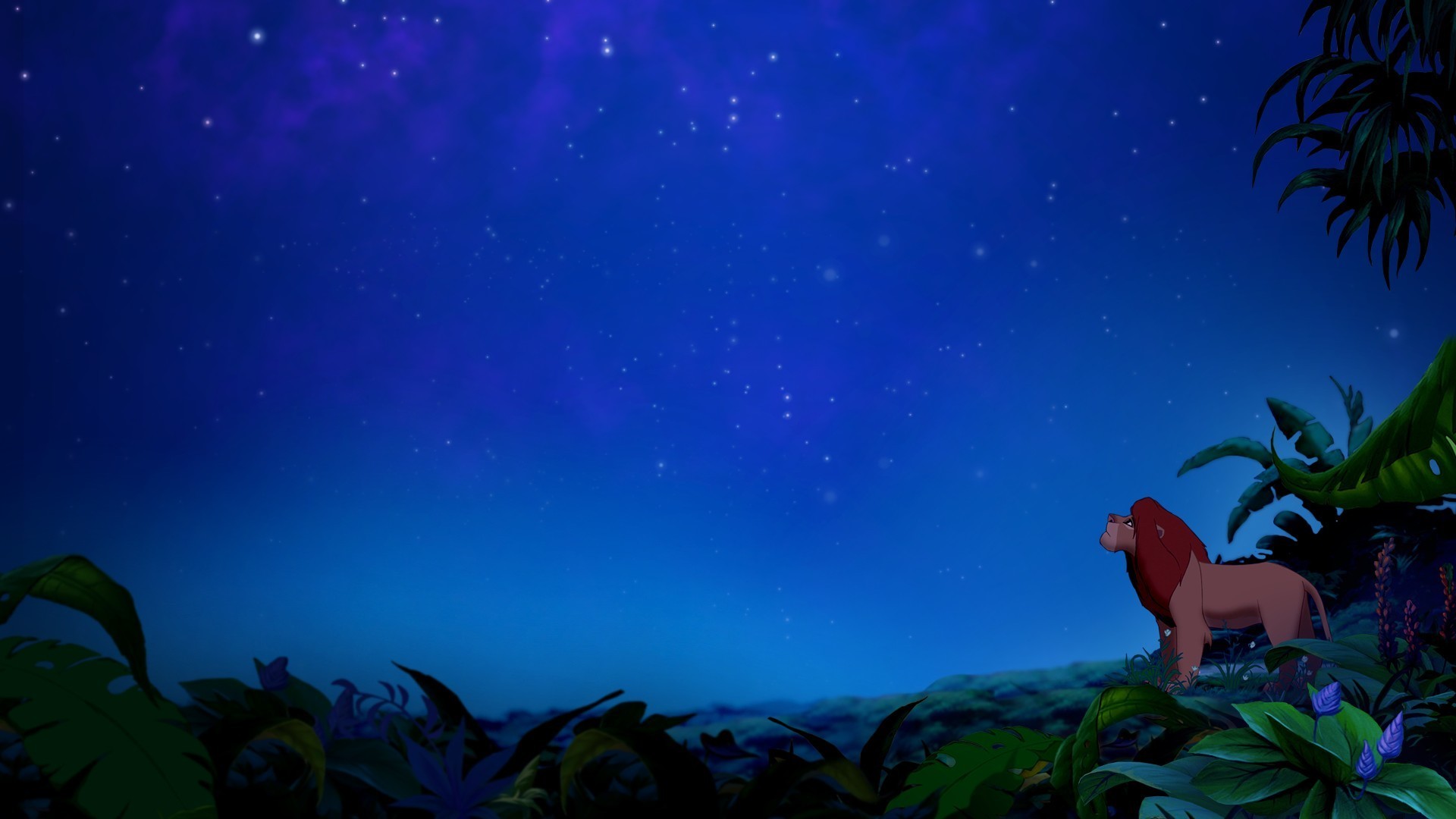 1920x1080 Animated movies the lion king jungle night sky wallpaper
