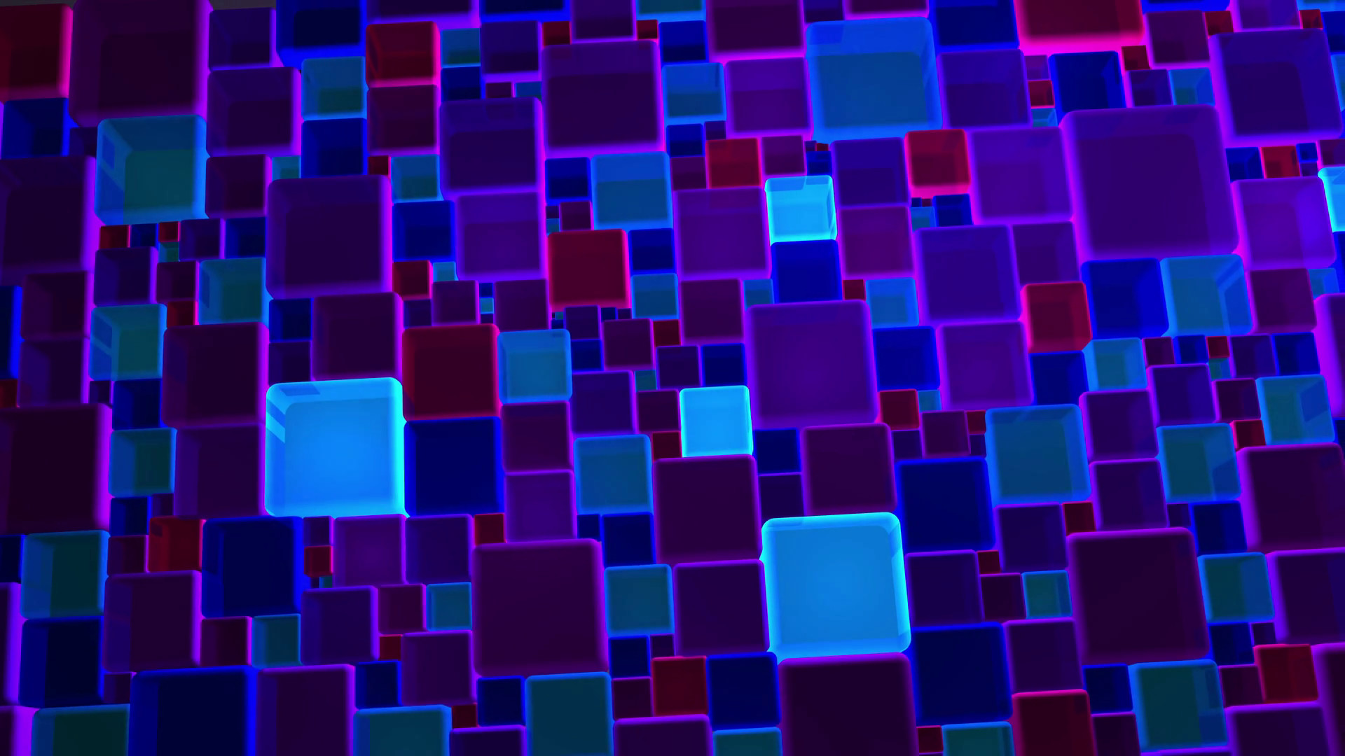 1920x1080 Subscription Library Neon Blue And Violet Lights Cubes Background In 4k