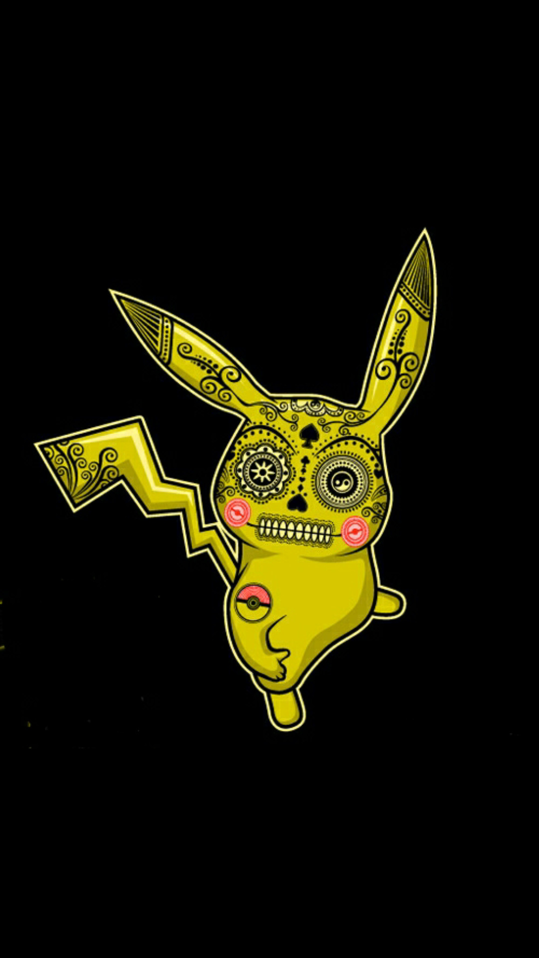 1080x1920 Pikachu with a Day of the Dead make-up - Pokemon Wallpaper