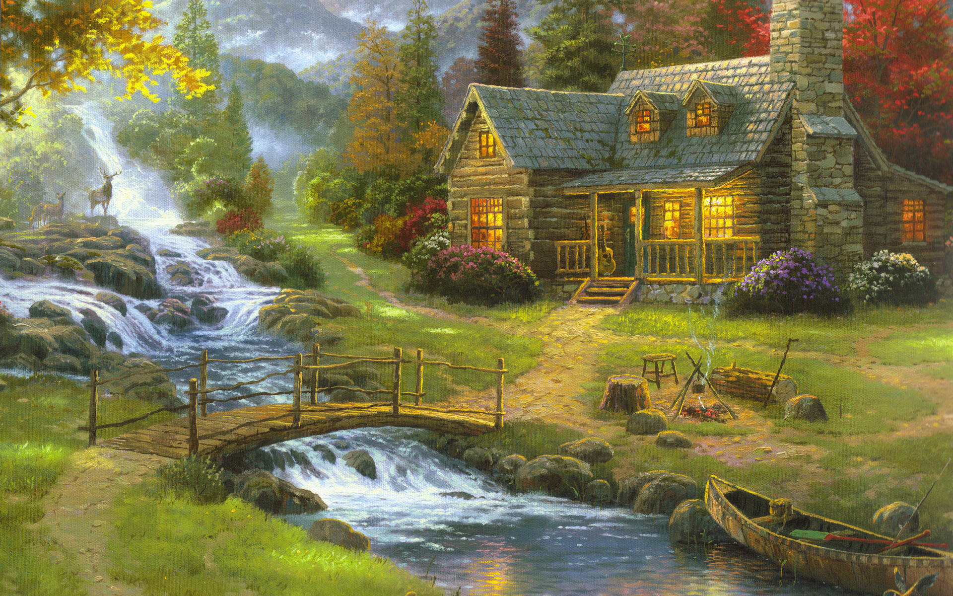 1920x1200 Thomas Kinkade Mountain Paradise painting is shipped worldwide,including  stretched canvas and framed art.This Thomas Kinkade Mountain Paradise  painting is ...