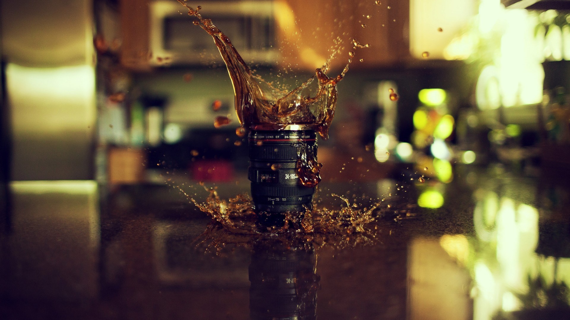 1920x1080 Find out: DSLR Lens Cup Coffee Splash wallpaper on http://hdpicorner.