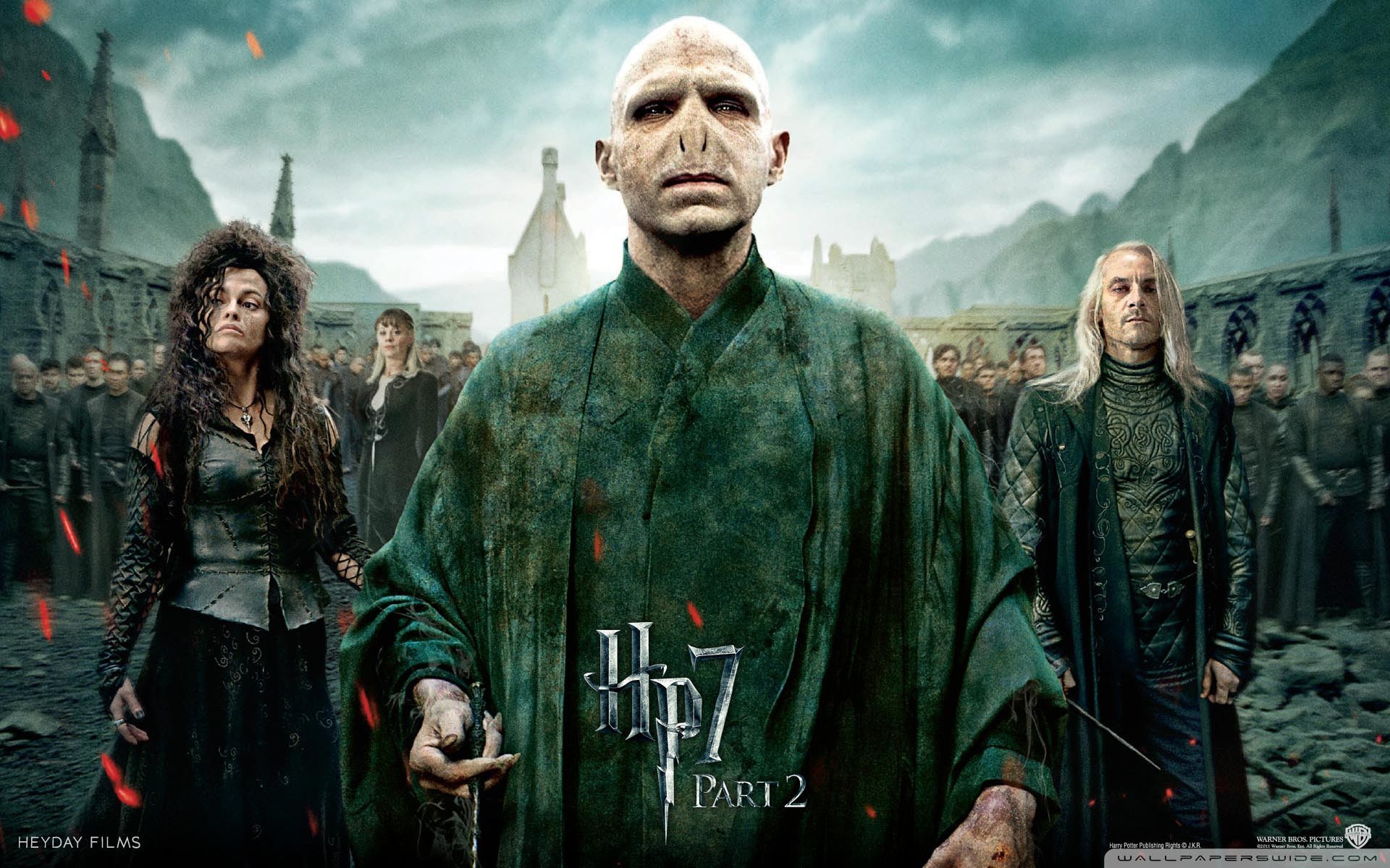 1920x1200 Vilains: Bellatrix Lestrange, Voldemort & Lucius Malfoy - Harry Potter and  the Deathly Hallows