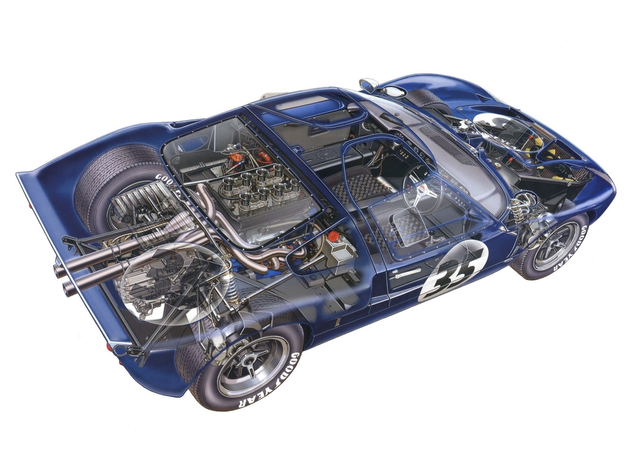 2048x1536 1965-66 Ford GT40 MkII cutaway by David Kimble (unverified) | Sports Car  Racing | Pinterest | Ford gt40, Cutaway and Ford