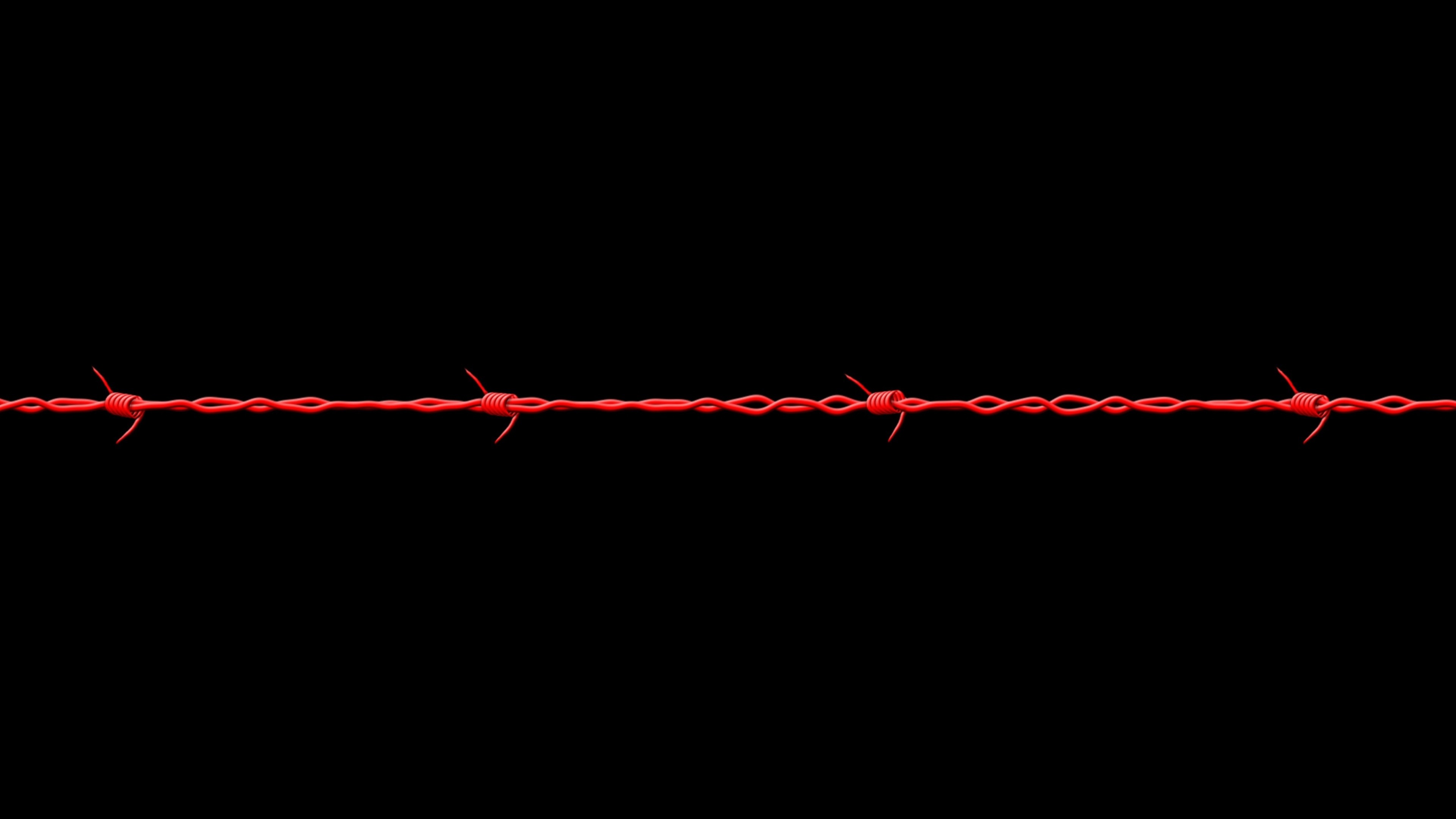 3840x2160  Wallpaper black, barbed wire, red