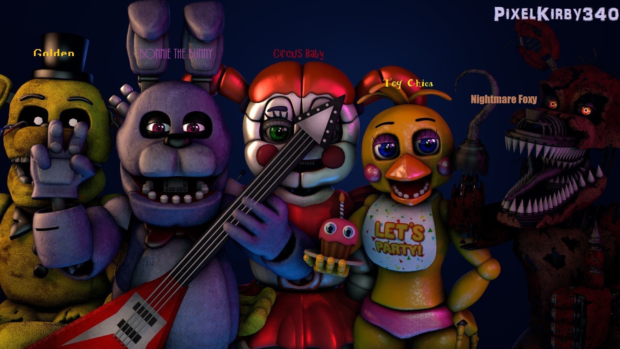 2048x1152 FNAF Five nights at Freddy's 2 by Happyling.