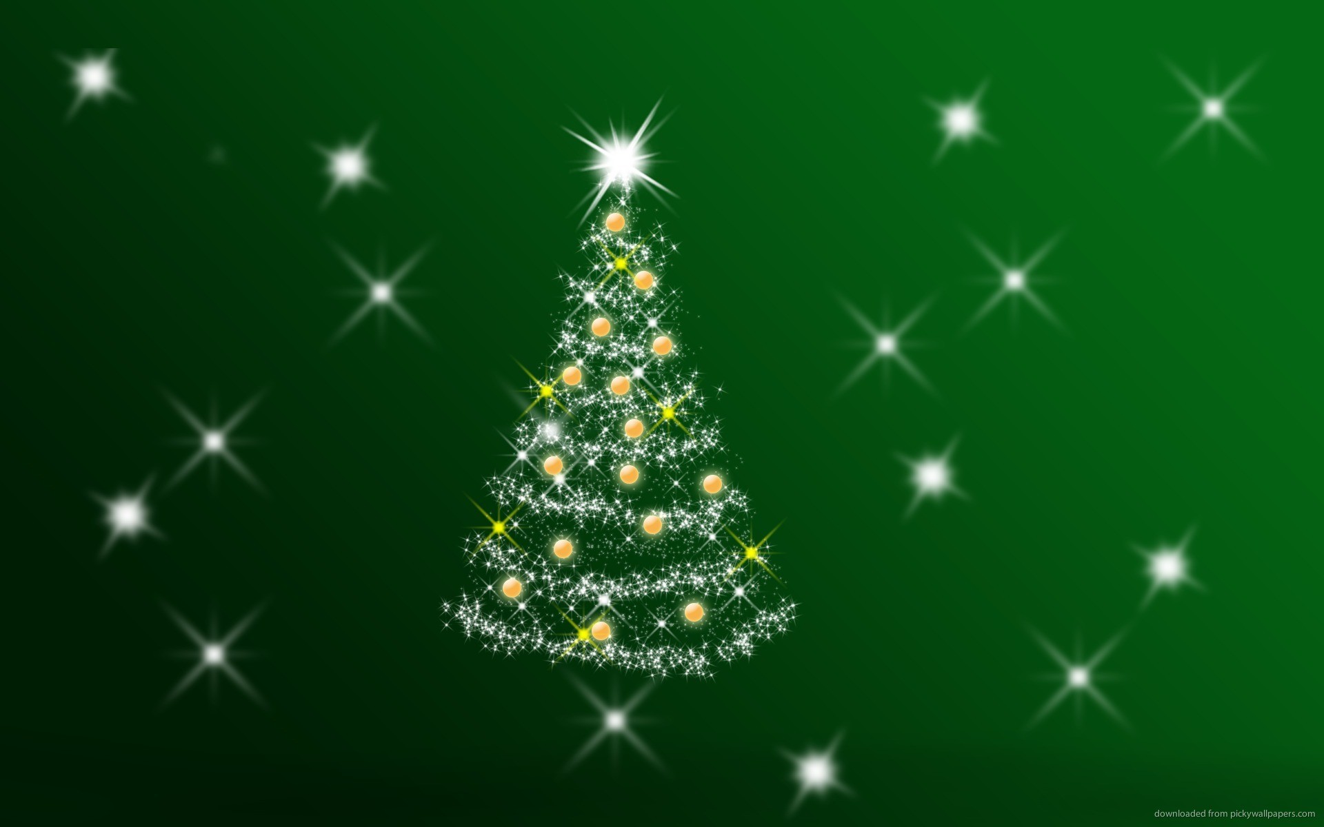 1920x1200 Green Christmas Background with Tree and Stars for 