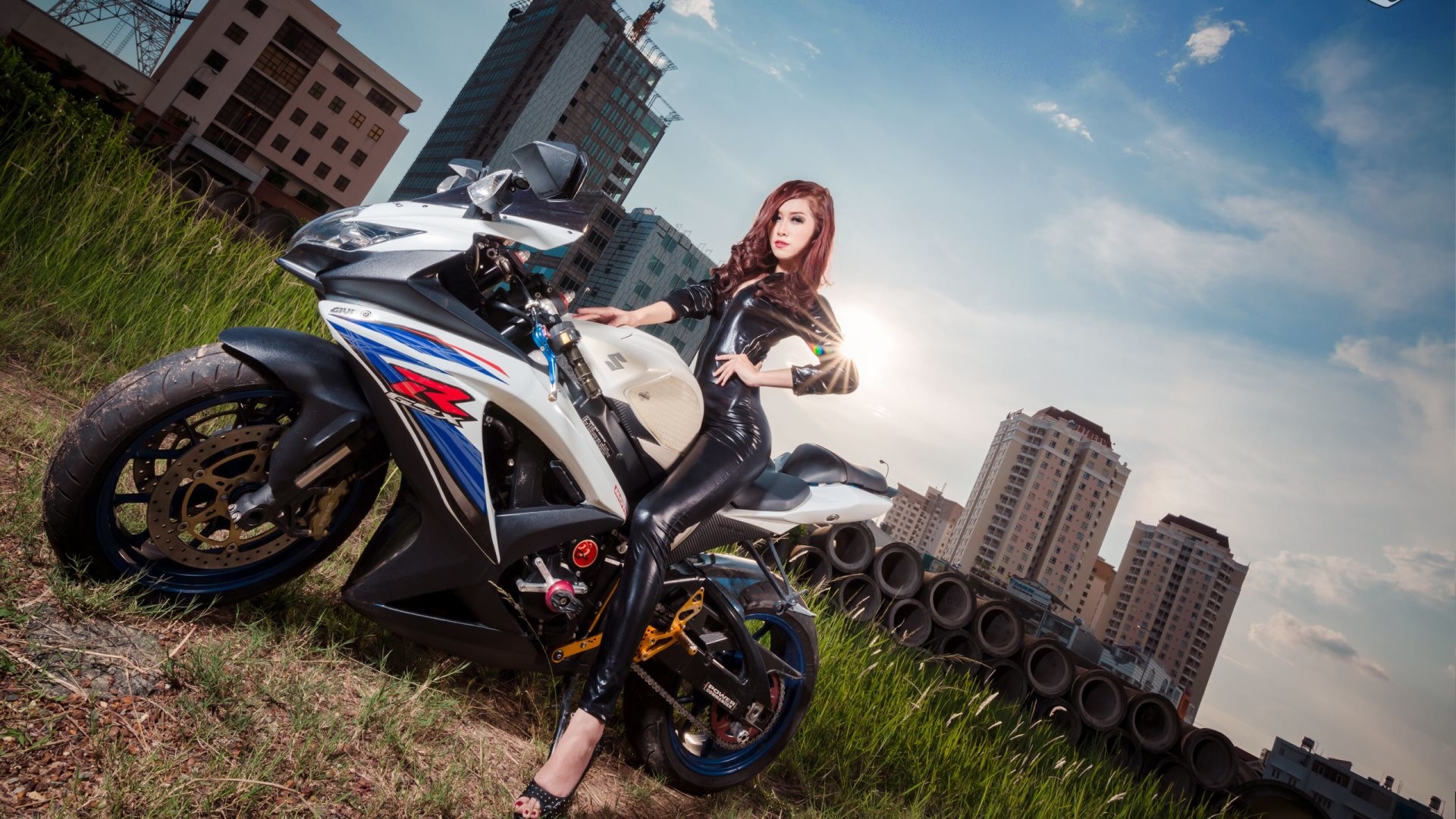 1920x1080 HD Wallpaper: Super girl and super motorcycle