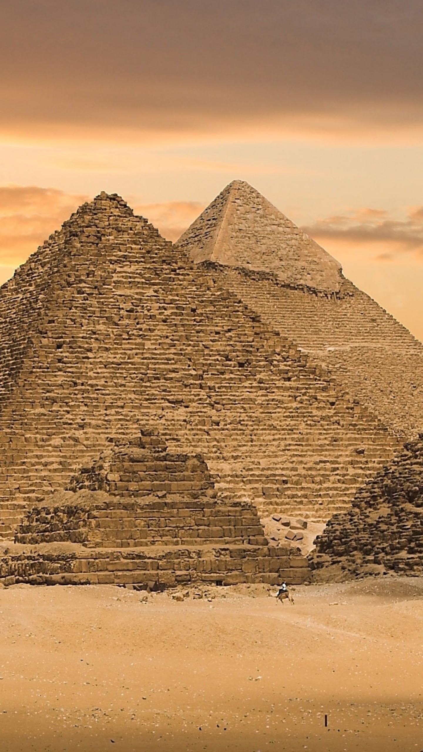 1440x2560 Preview wallpaper egypt, pyramids, sand, sunset 