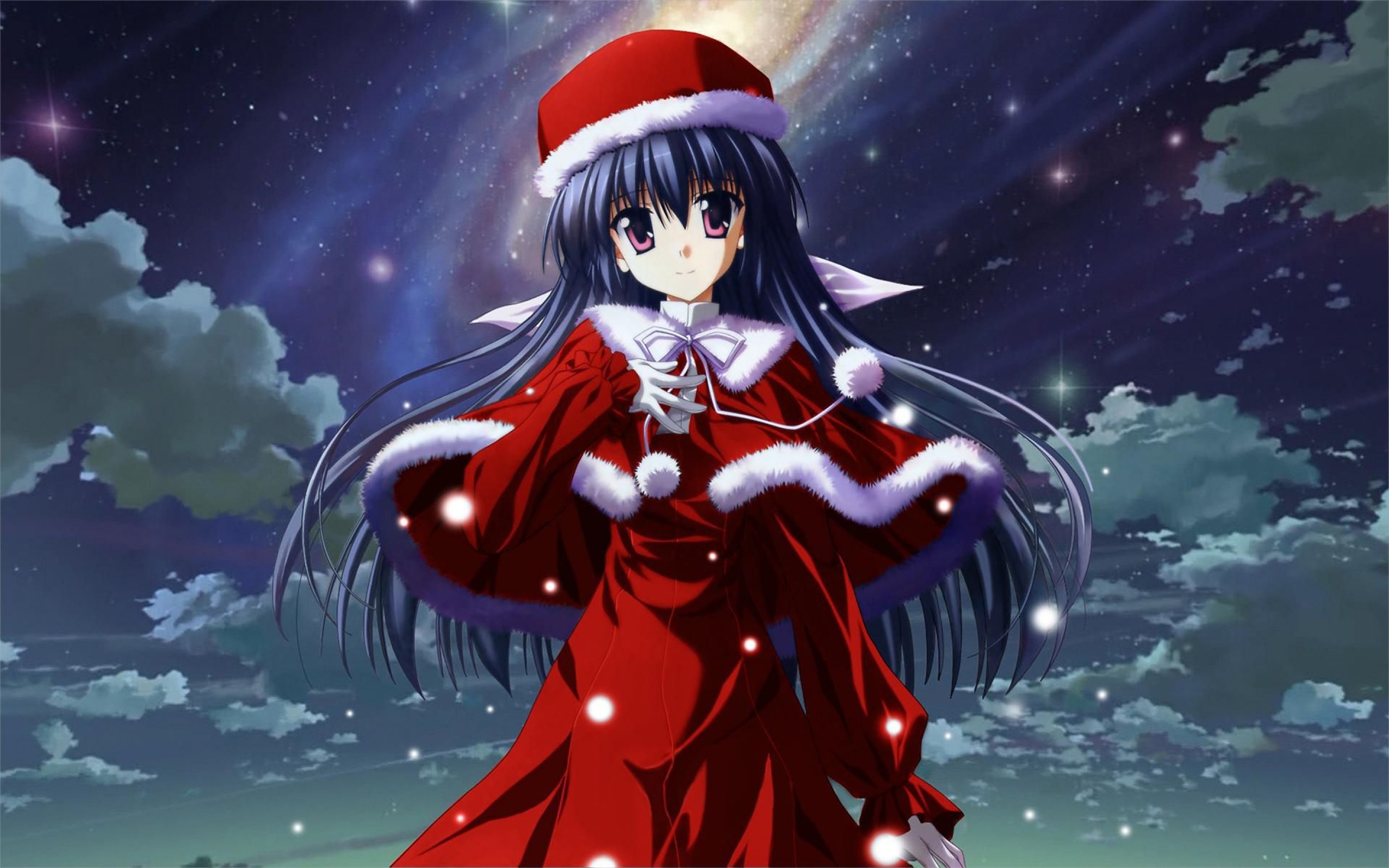 2880x1800 Red-Cute-Anime-Girl-Christmas-Wallpaper