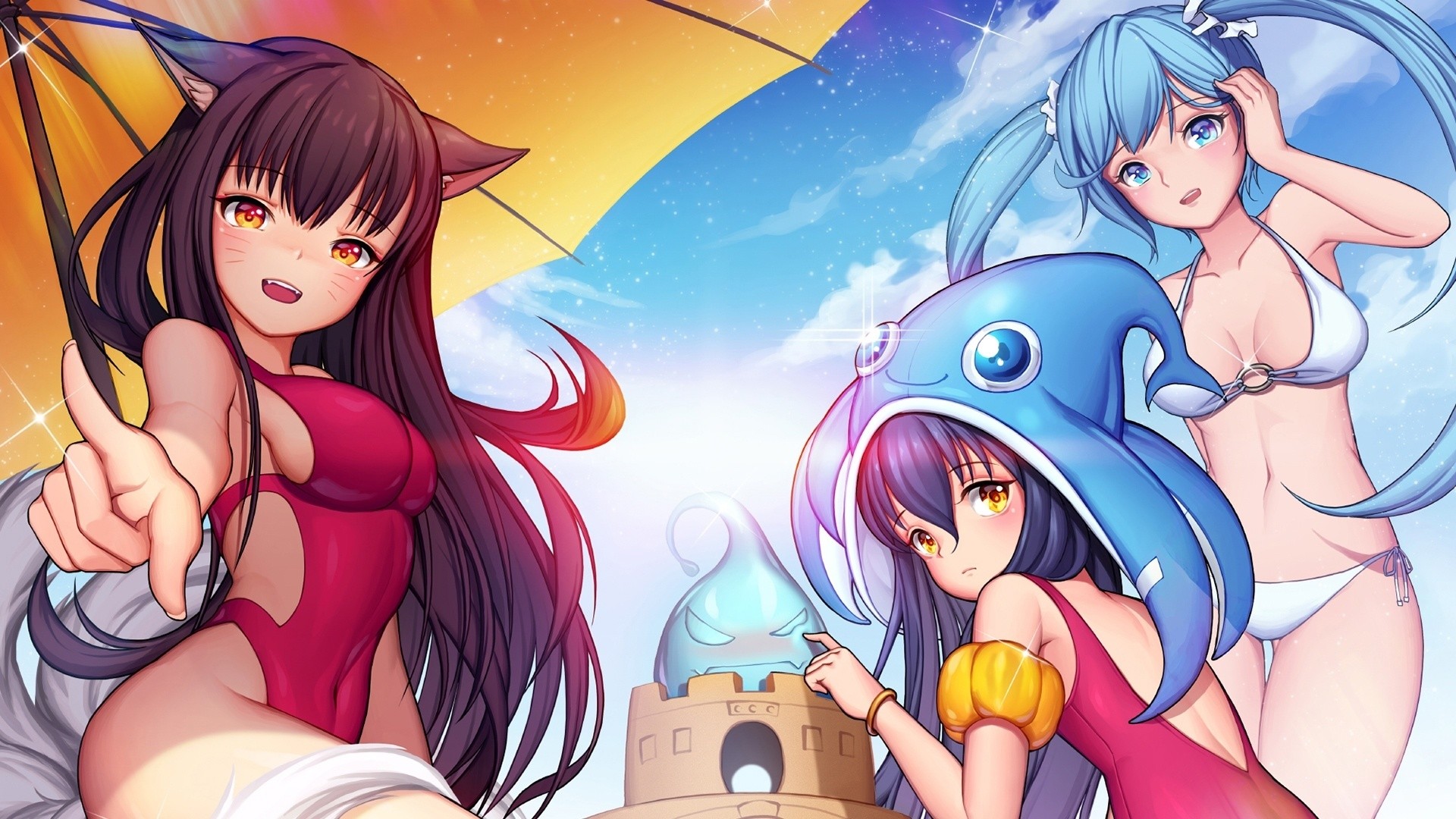 1920x1080 Video Game Backgrounds, Ahri Lulu And Sona Pool Party, Video Game, League Of