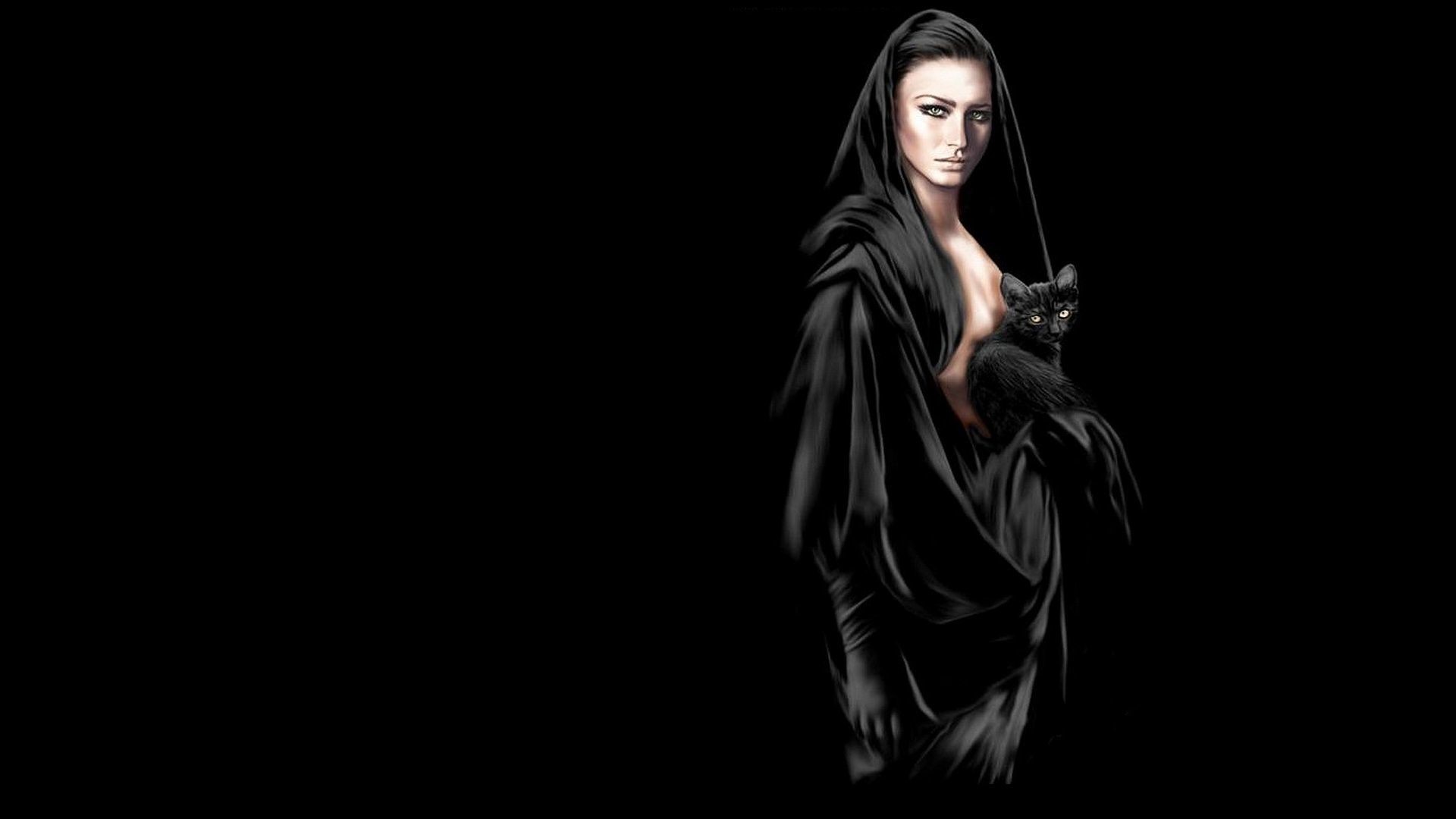 1920x1080 gothic women fantasy | Cat, Clothes, Girl, Lady, Gothic, Fantasy, 3D  wallpapers