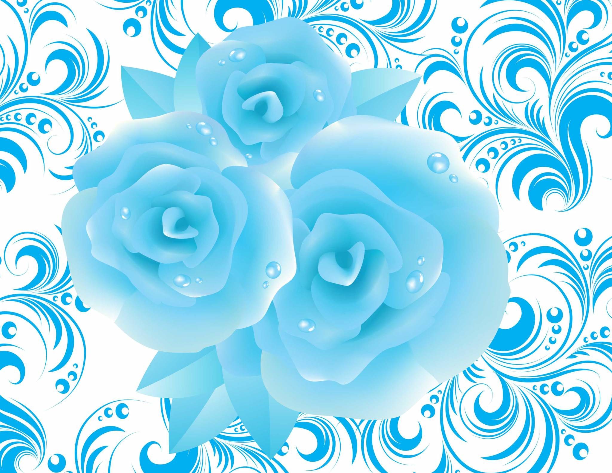2048x1583 Blue Roses Vector Flower CDR File in CorelDarw X5