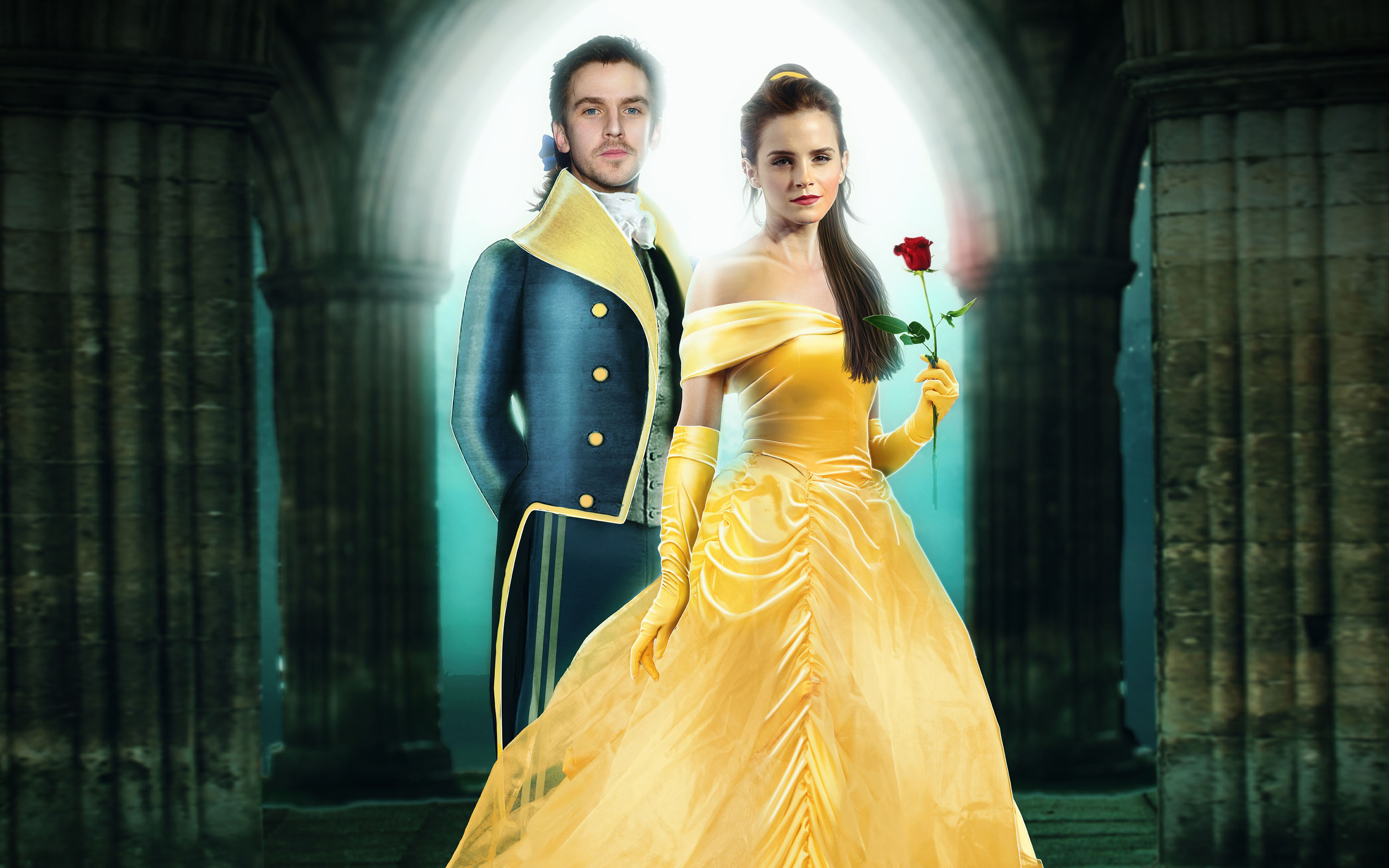 3360x2100 Dan Stevens Emma Watson Beauty and the Beast Wallpaper