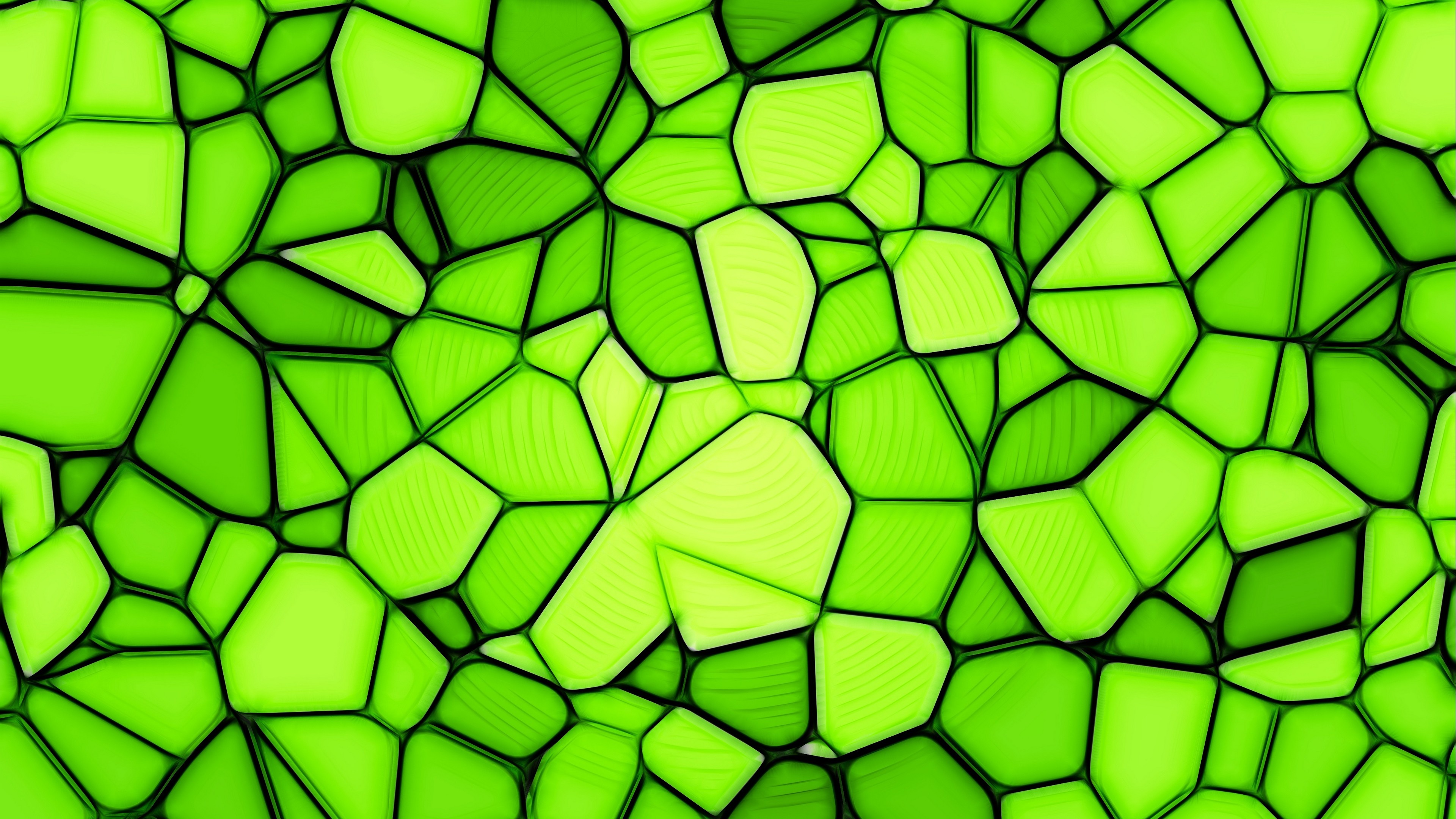 3840x2160  Wallpaper squares, triangles, green, light green, texture