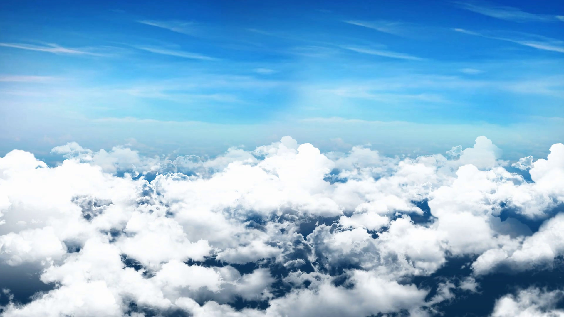 1920x1080 Subscription Library Seamless 3d animation of aerial view of cloudy blue  sky with clouds with camera moving in