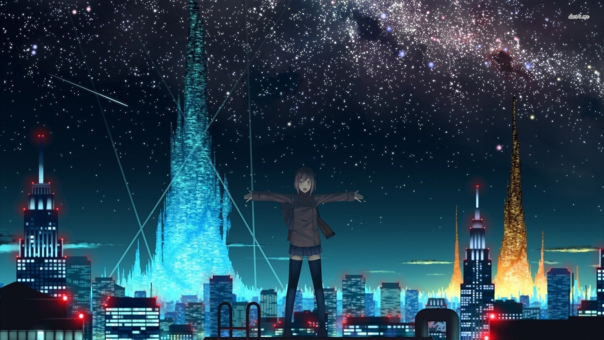 1920x1080 Starry Sky Over Anime City 532288 ...