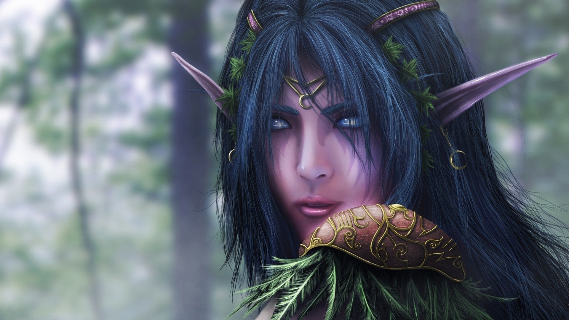 1920x1080 Preview wallpaper warcraft, elf, face, female, ears 