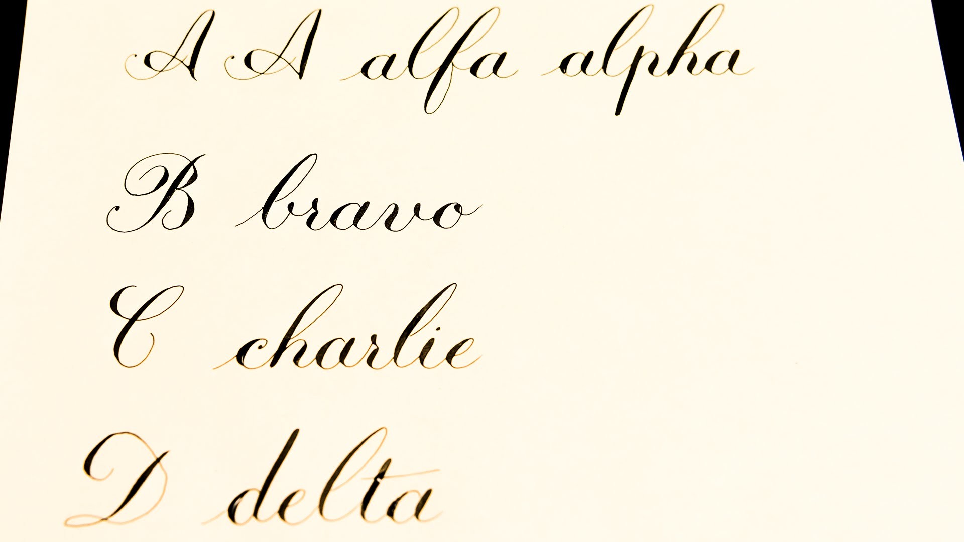 1920x1080 NATO phonetic alphabet A ~ D Calligraphy