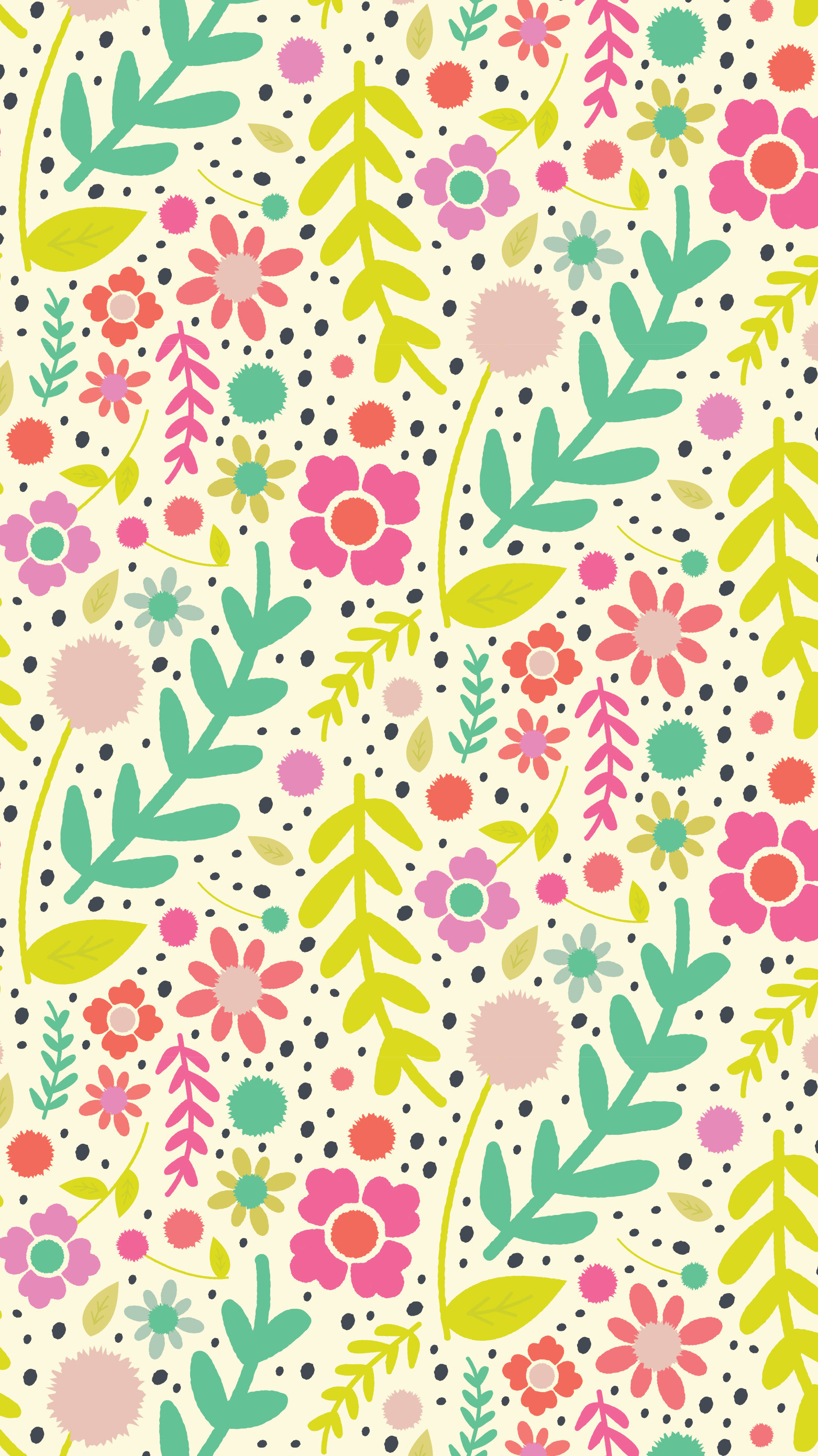 1562x2779 Spring Floral Pattern - iPhone iPad wallpaper - Three Cheers + Co.