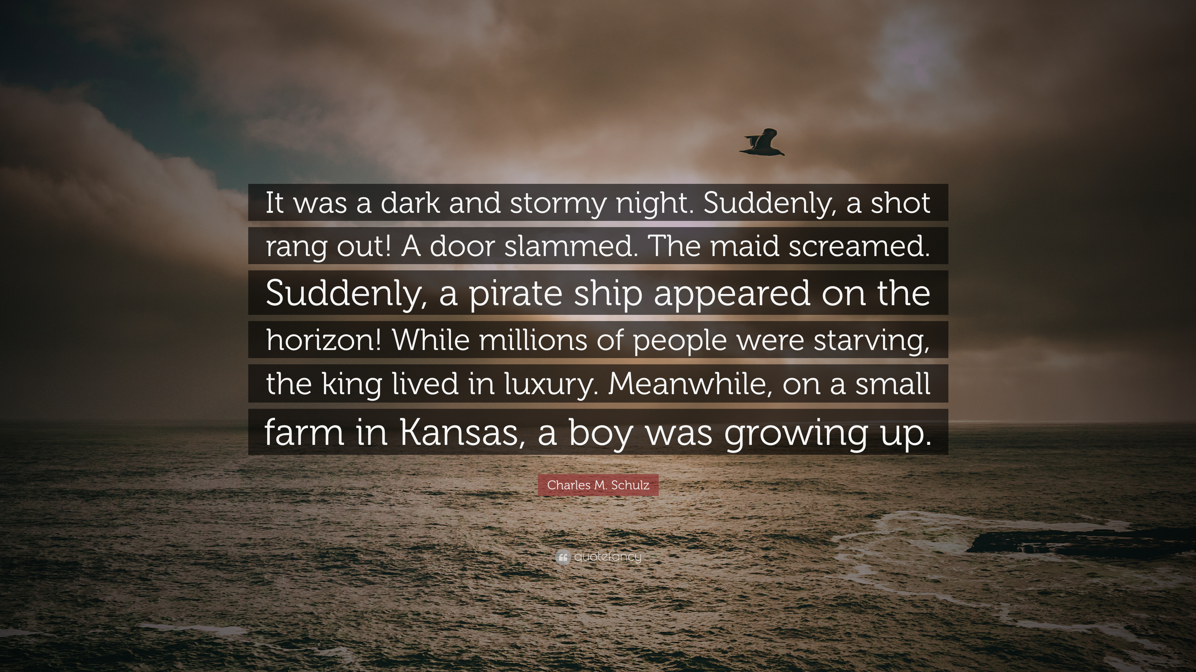 3840x2160 Charles M. Schulz Quote: “It was a dark and stormy night. Suddenly