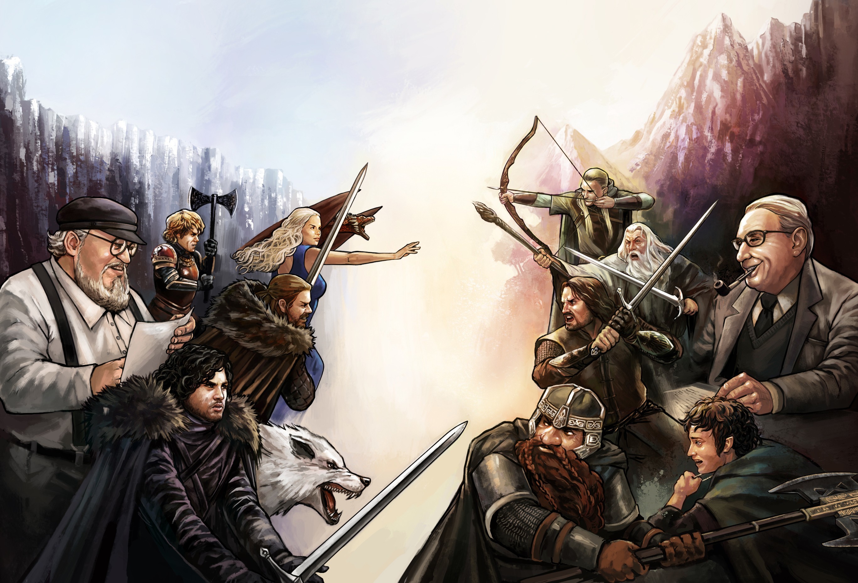 2734x1858 General  Game of Thrones The Lord of the Rings George R. R. Martin  J. R. R. Tolkien Jon