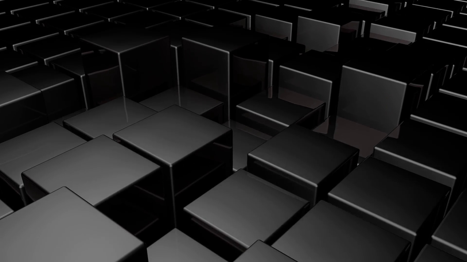 1920x1080 Black 3d glossy plastic cubes smoothly going up and down - abstract  technology background clip