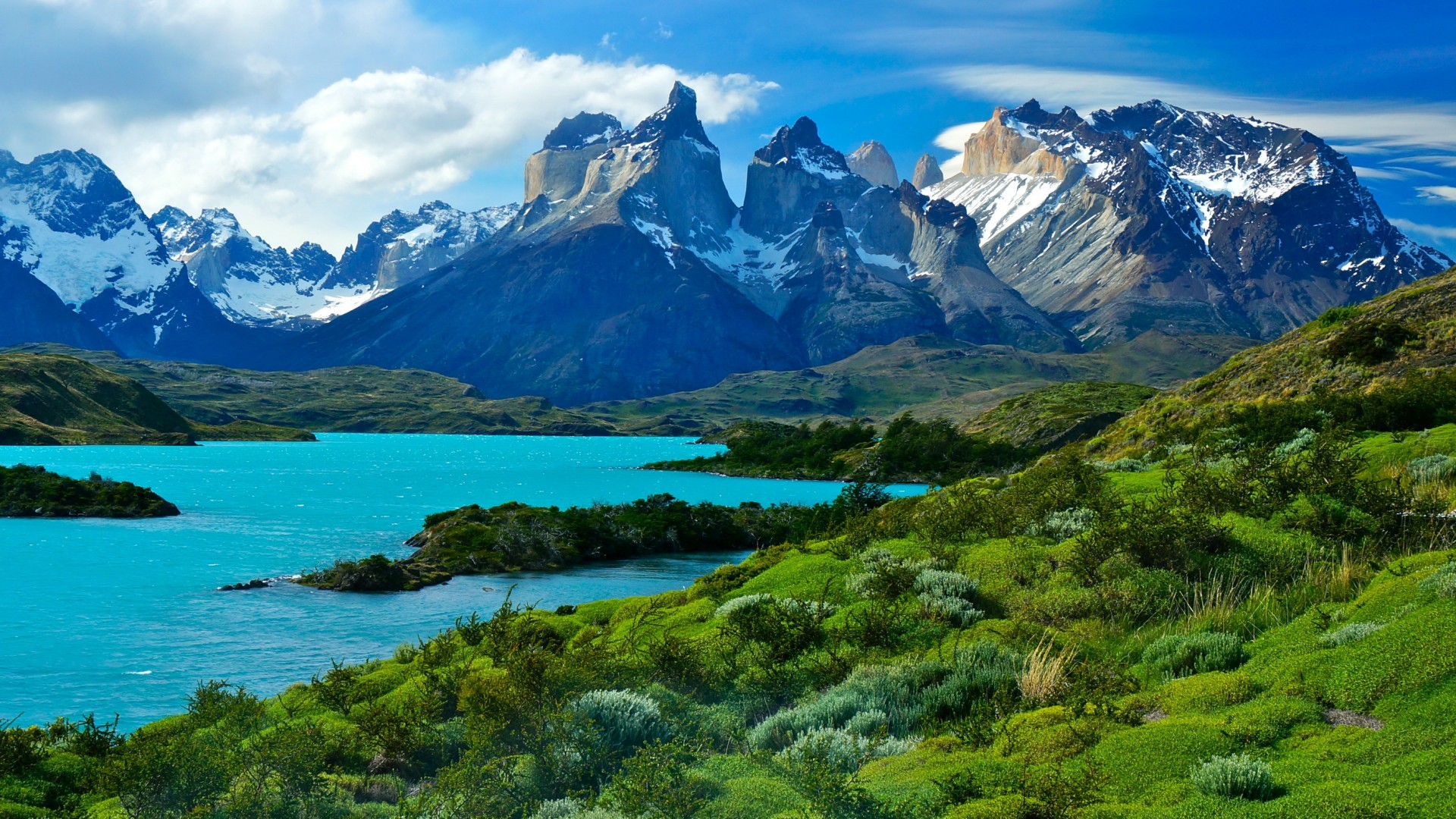 1920x1080 Wallpaper Torres del Paine National Park, Soaring mountains, HD, Nature,  #5501