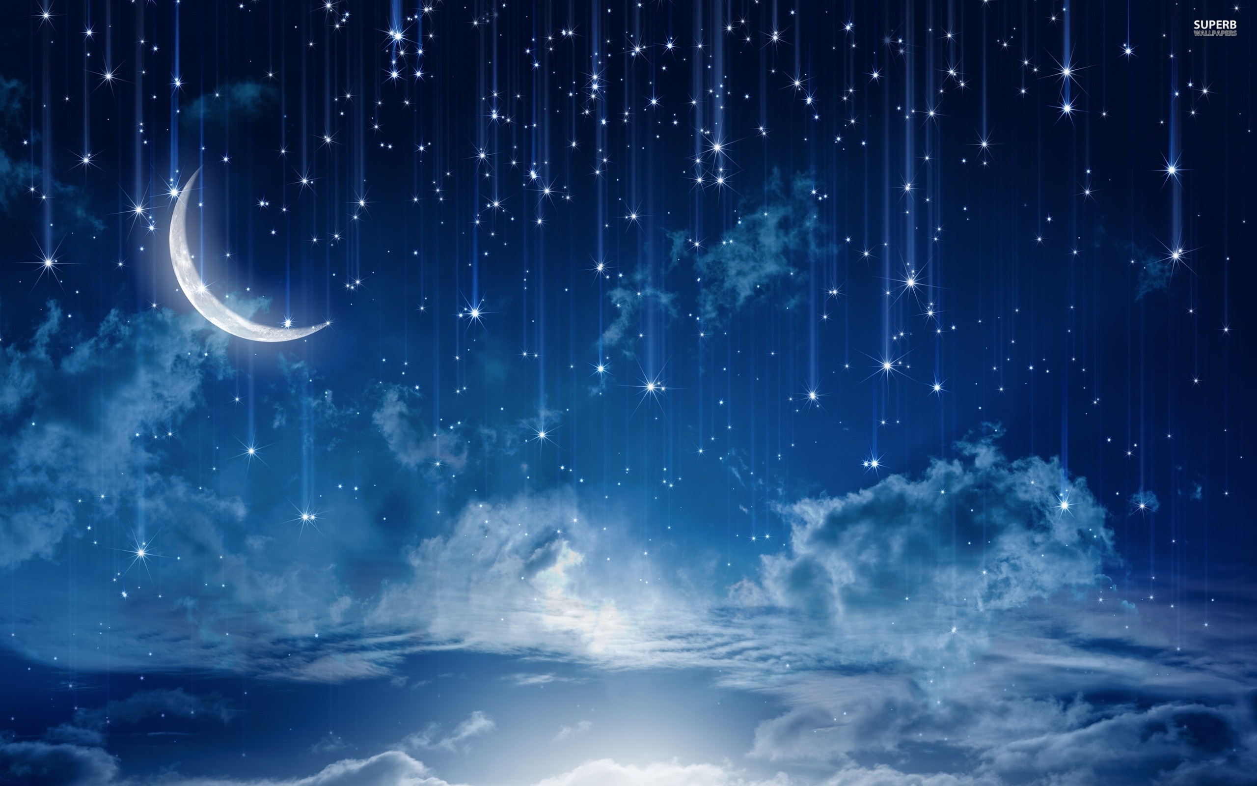 2560x1600 Night Sky Stars Moon Wallpaper
