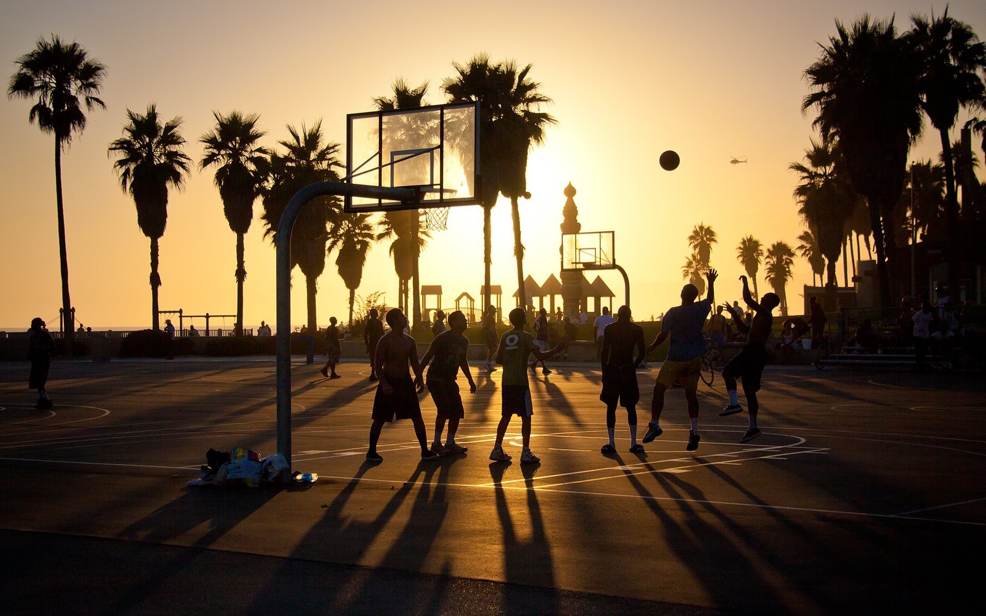 1920x1200 sunset summer venice beach la los angeles california usa basketball