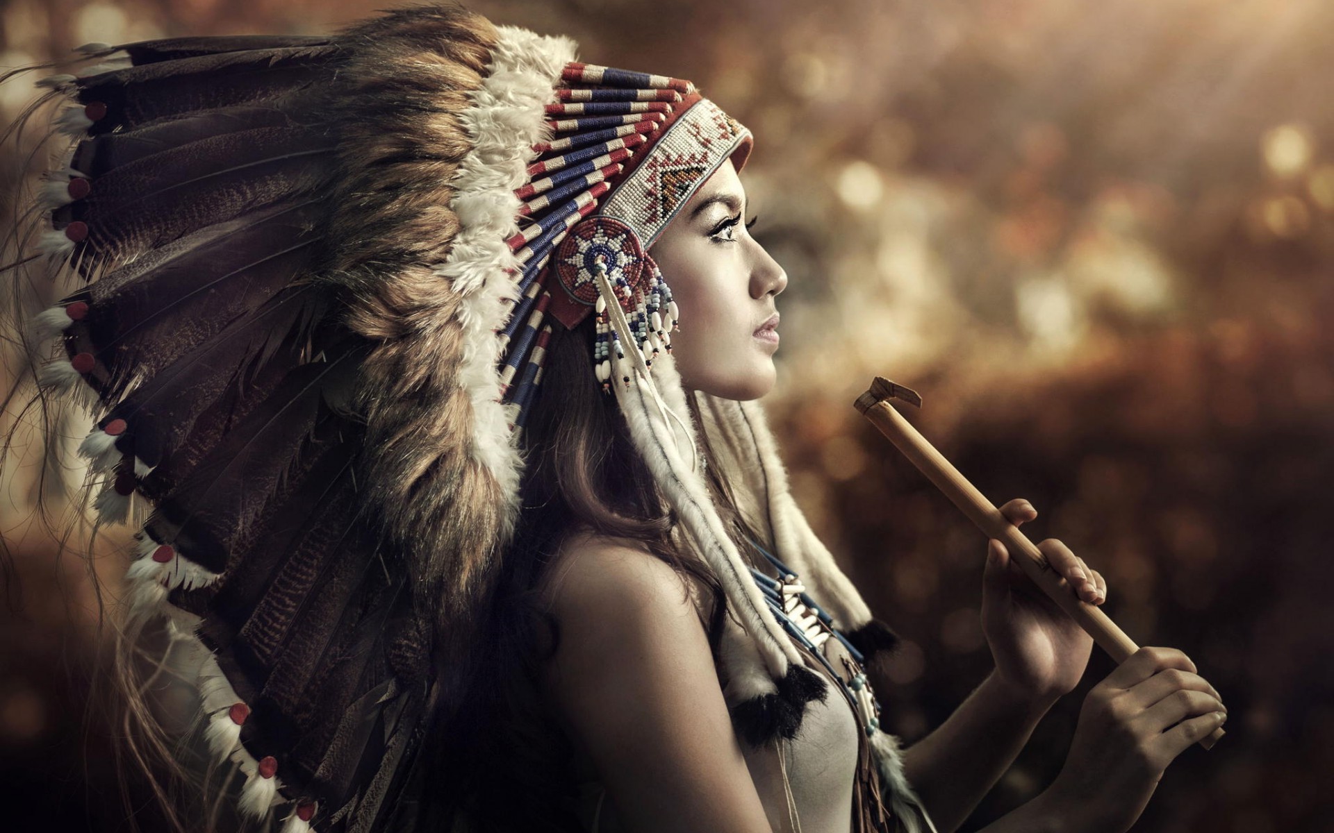 1920x1200 Native Americans, Headdress, Women, Profile Wallpaper