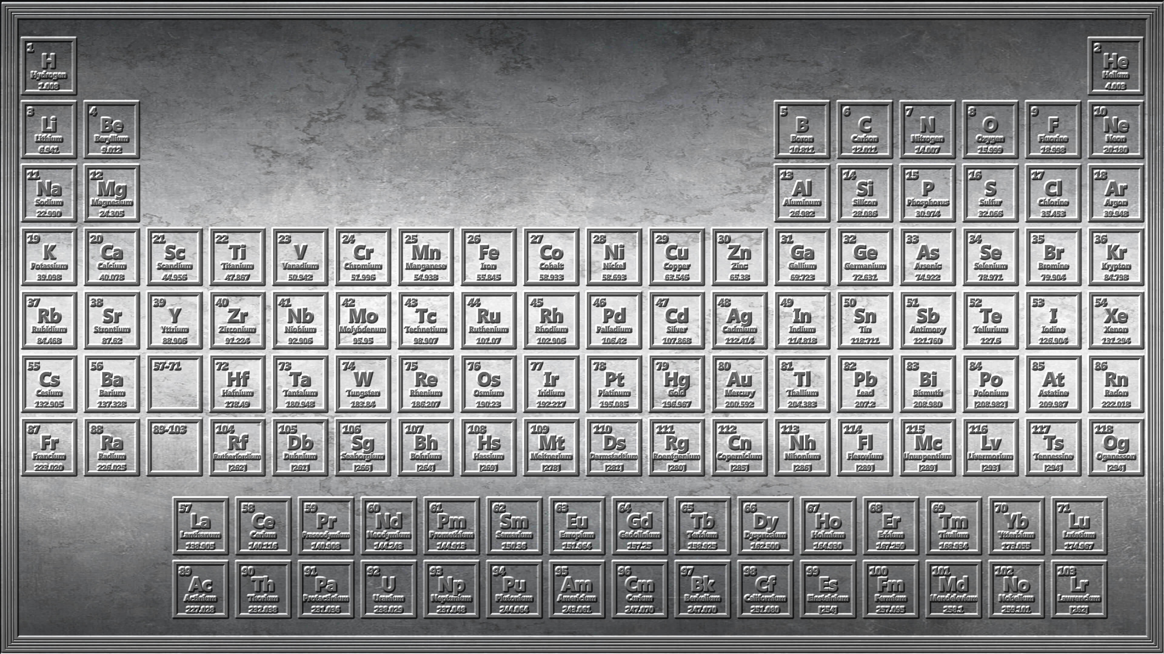3840x2160 Stamped Metal Periodic Table