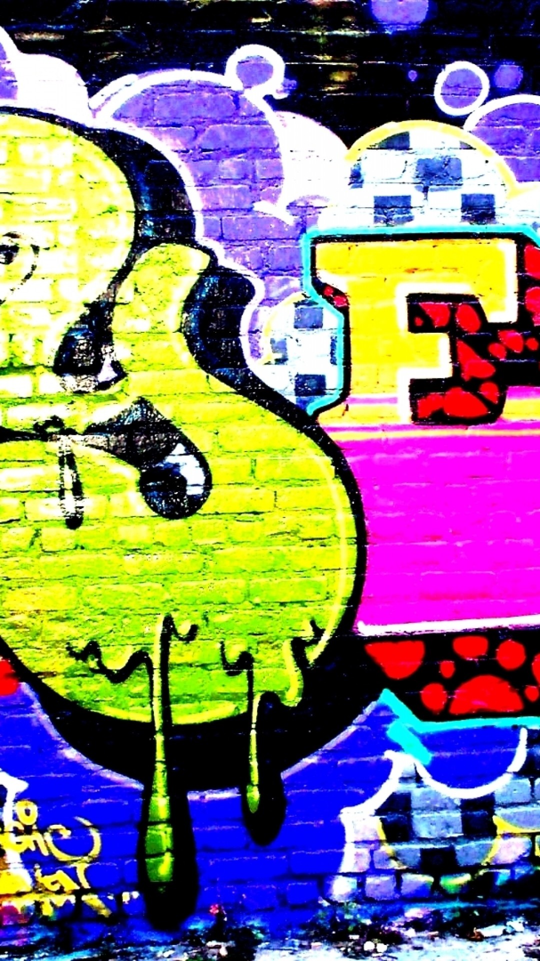 1080x1920  Wallpaper graffiti, bright colors, multicolors