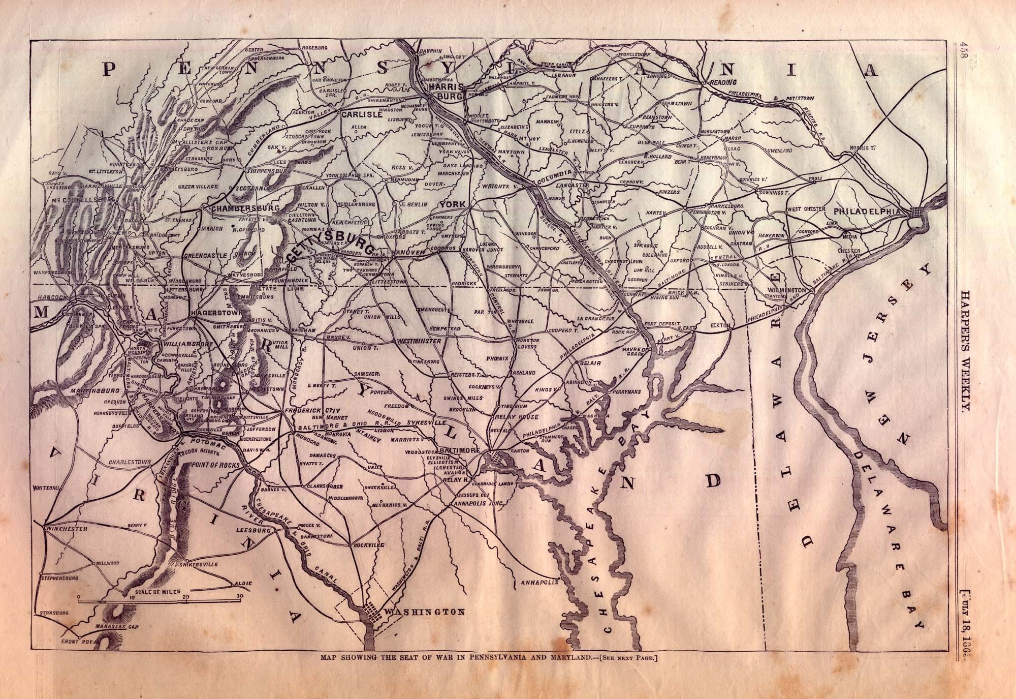 2000x1375 Original Map of the Battle of Gettysburg