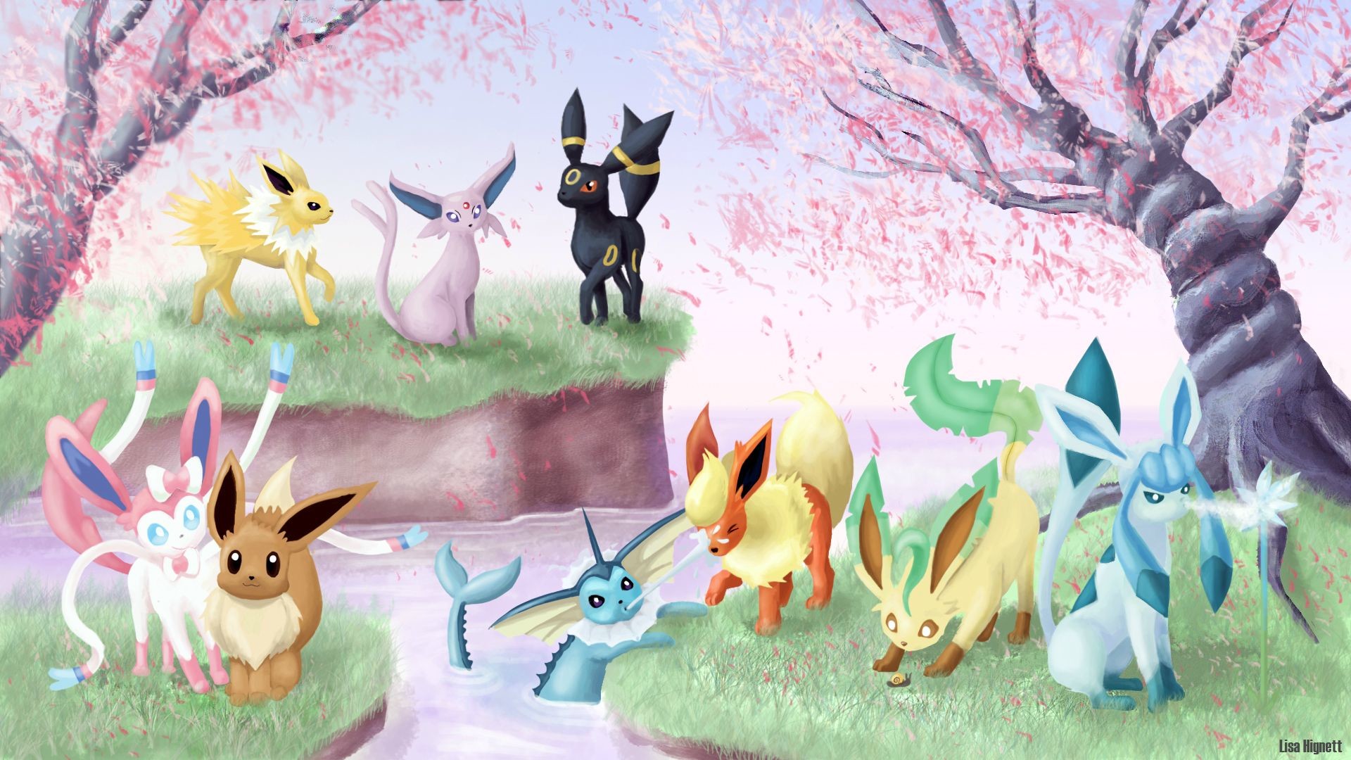 1920x1080 I created this Eeveelution background today!