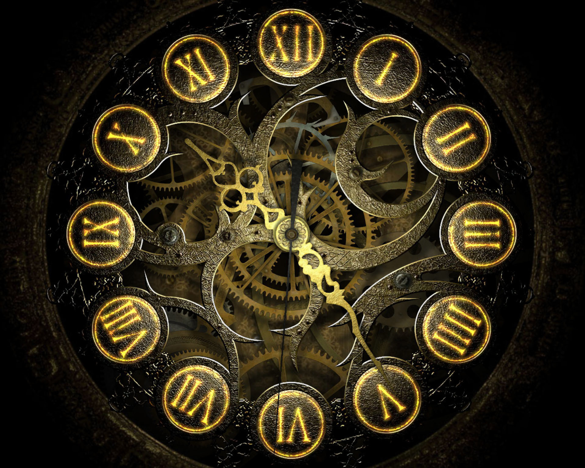 1920x1536 steampunk clock face with gears