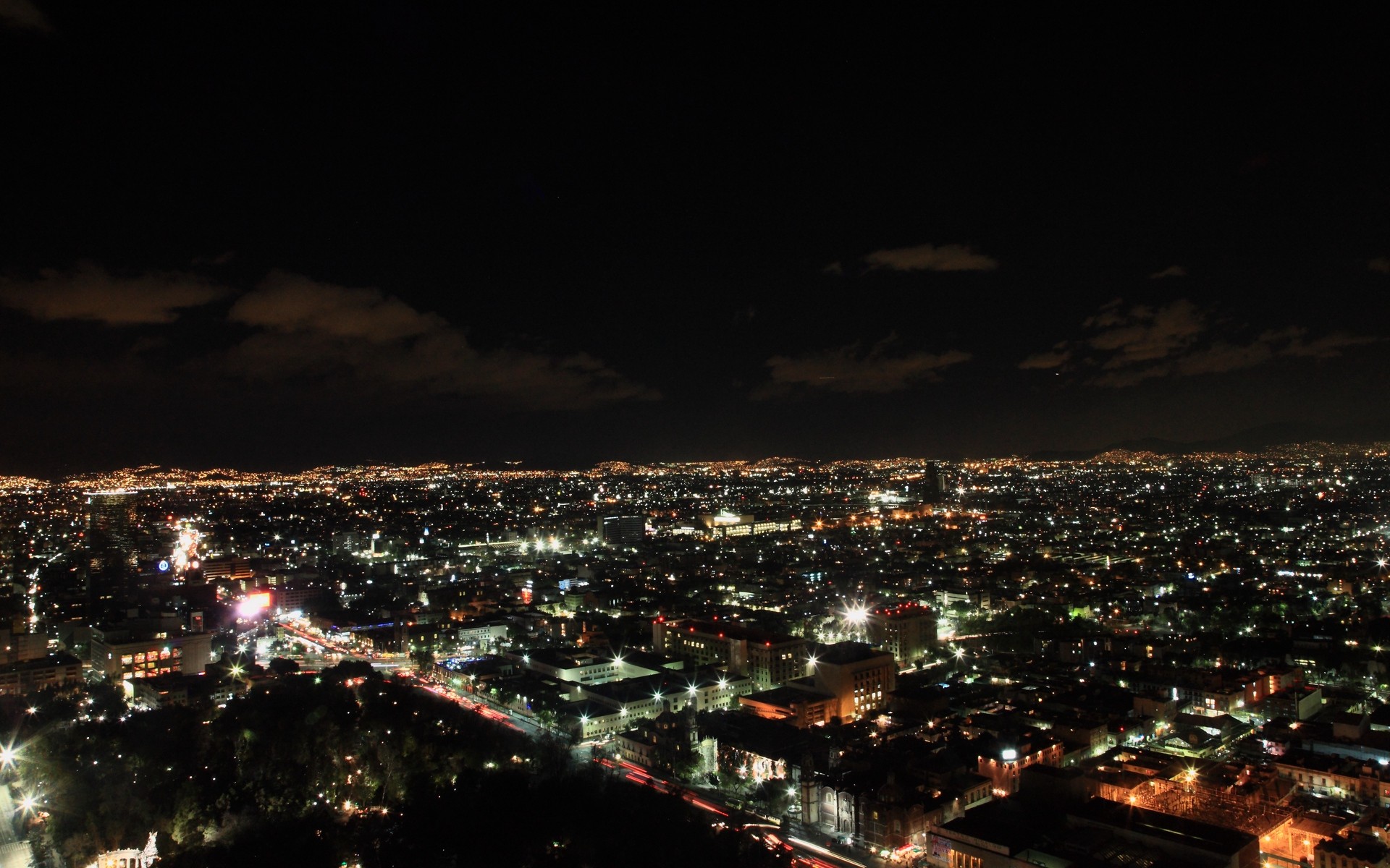 1920x1200  Wallpaper night city, city lights, top view, mexico