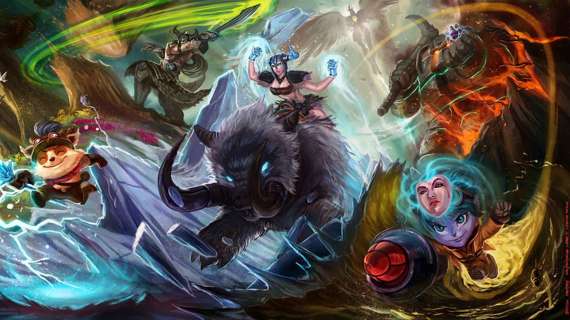 1920x1080 league of legends champions teemo sejuani tristana tryndamere nautilus kayle