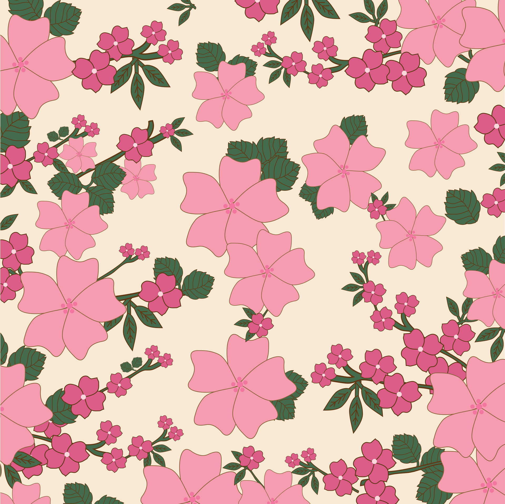 1920x1917 Vintage Floral Wallpaper Background