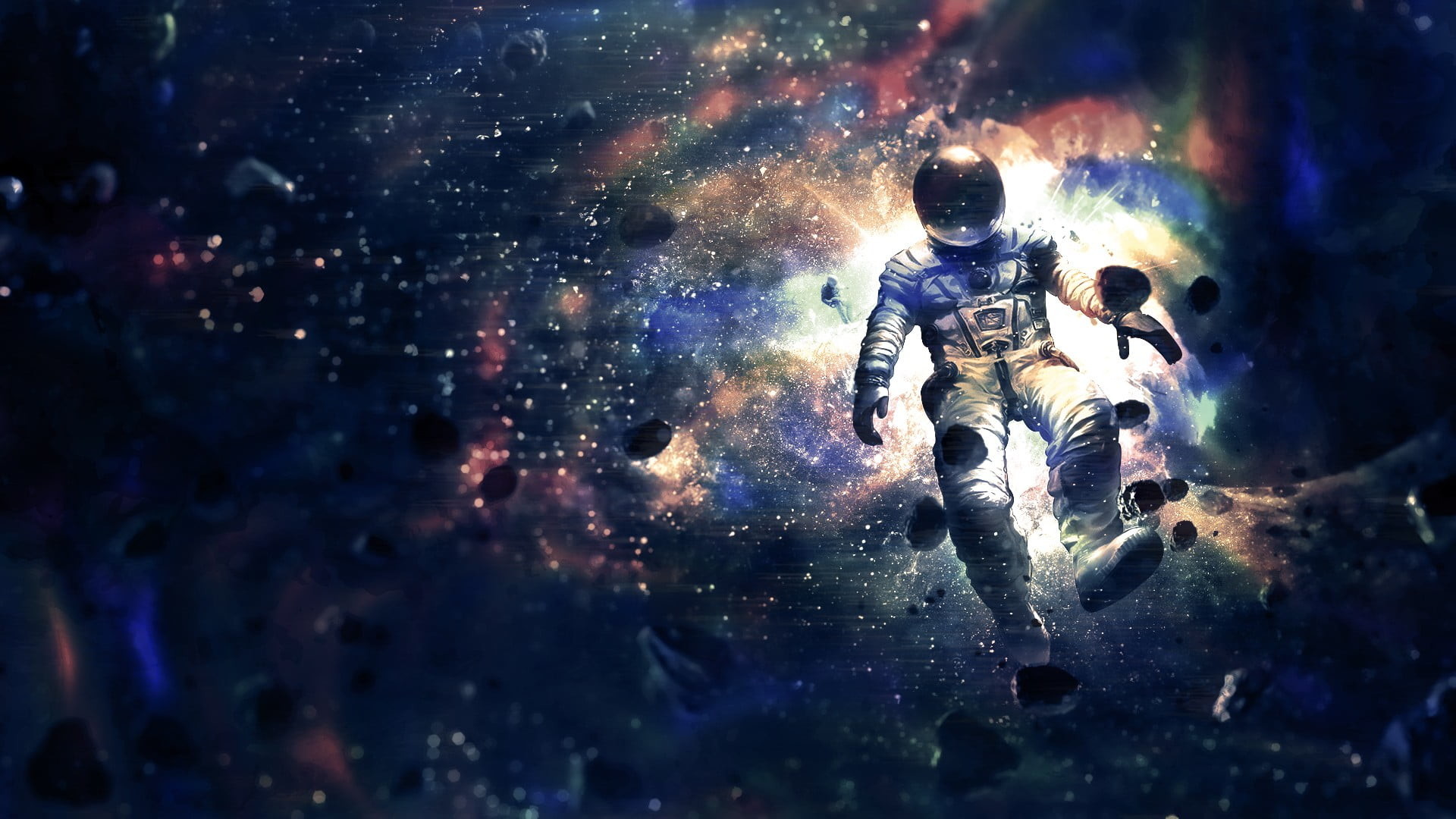1920x1080 astronaut on space wallpaper, LSD, drugs, front view, nature