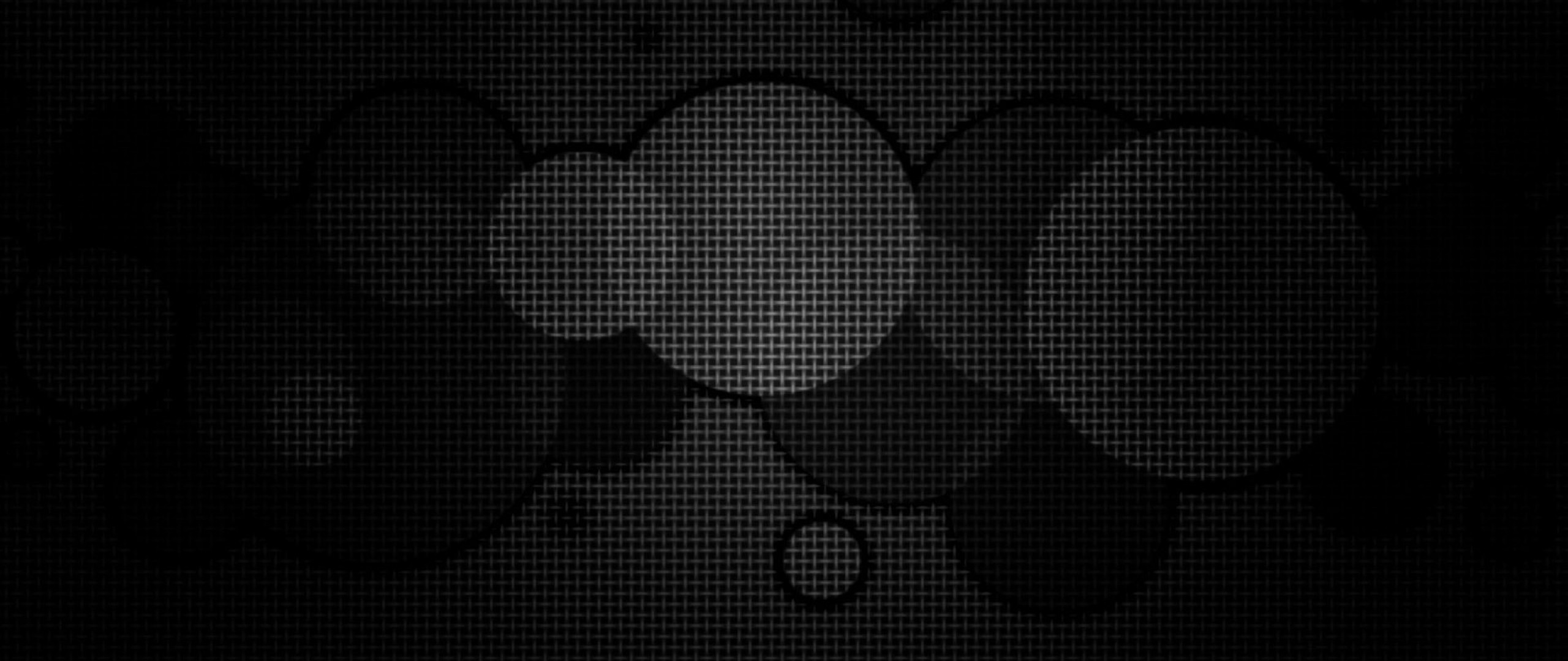 2560x1080  Wallpaper circles, background, grid, black white, dark