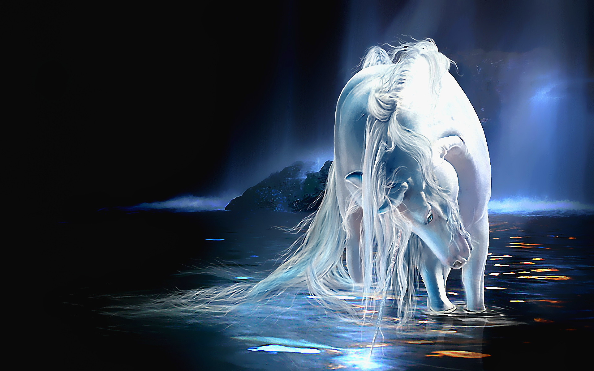 1920x1200 Fantasy - Unicorn Fantasy Horse White Water Close-Up Wallpaper
