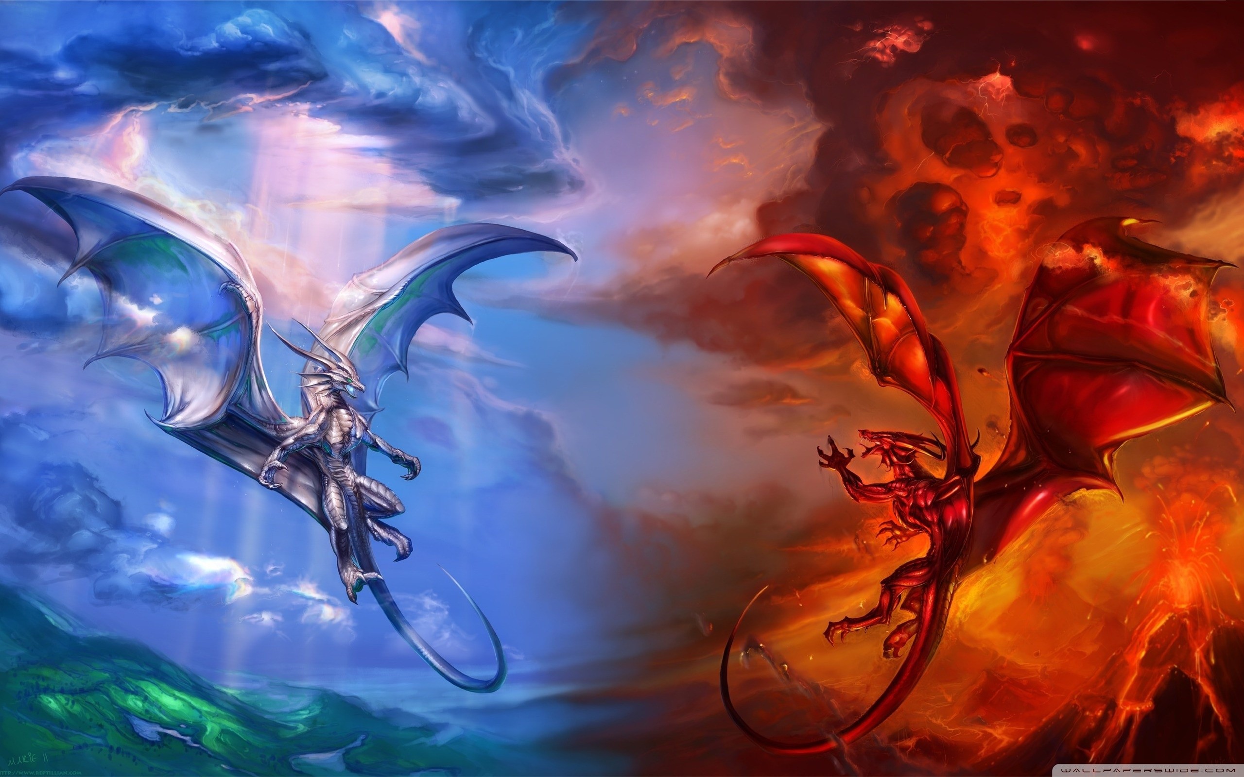 2560x1600 Wallpapers Fire And Ice Dragon Vs Hd High Definition  .