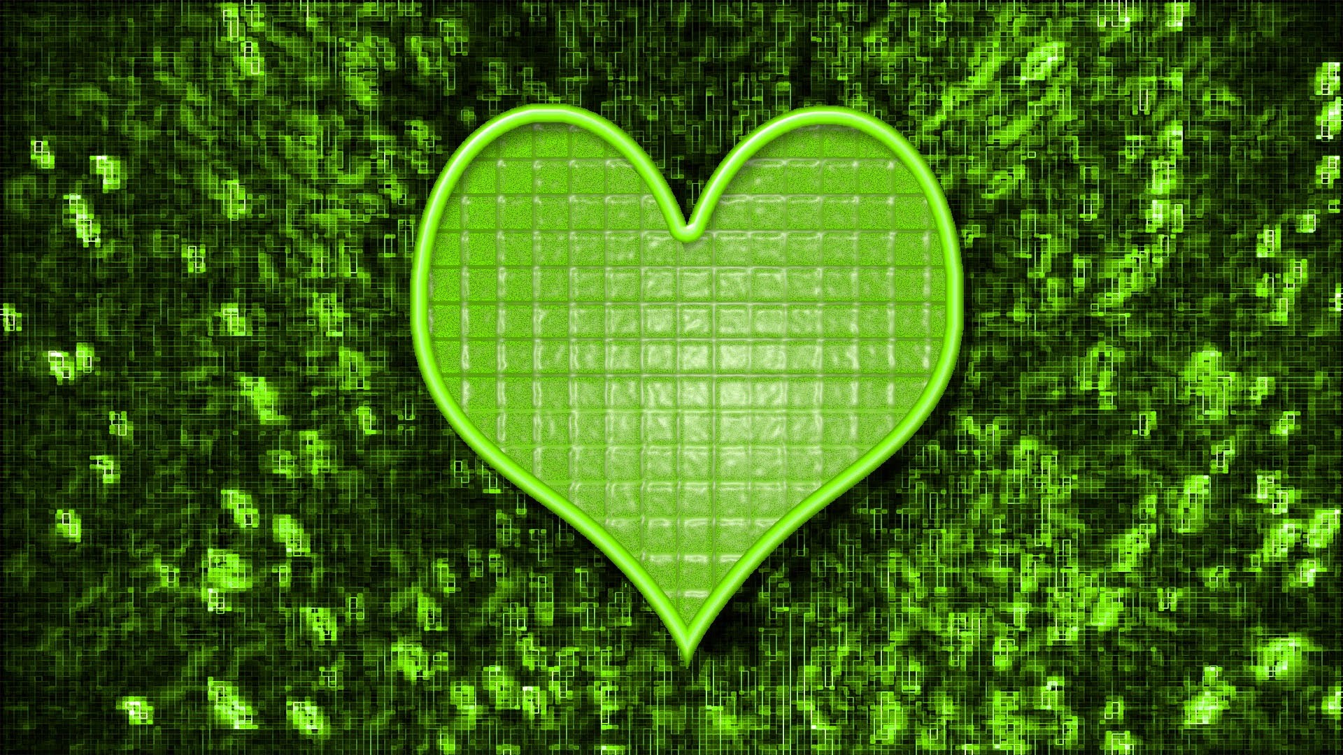1920x1080 Neon Green | Light Free Green Neon Lights Heart 